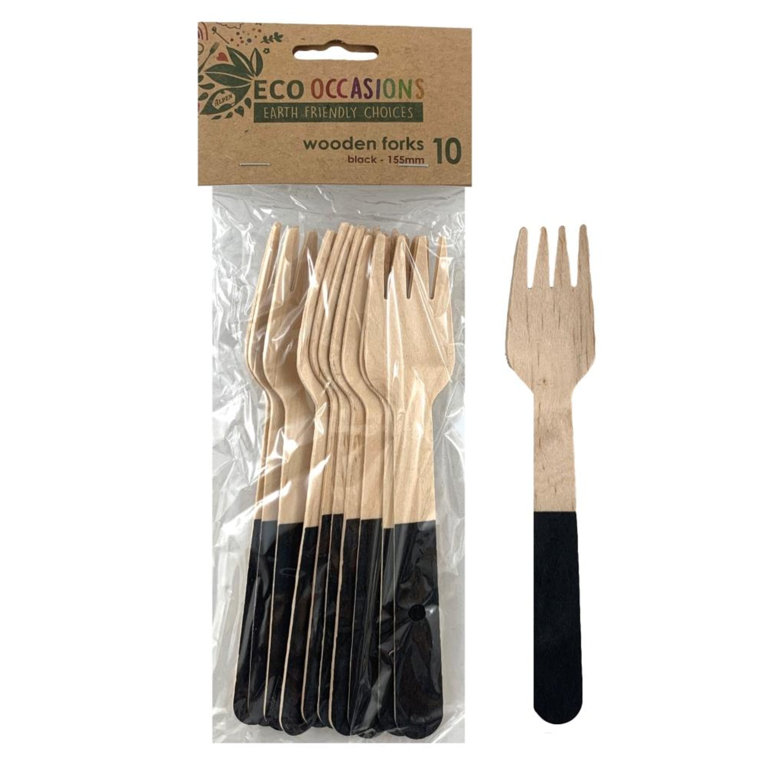 Eco Collection Wooden Forks Black (10 Pack)