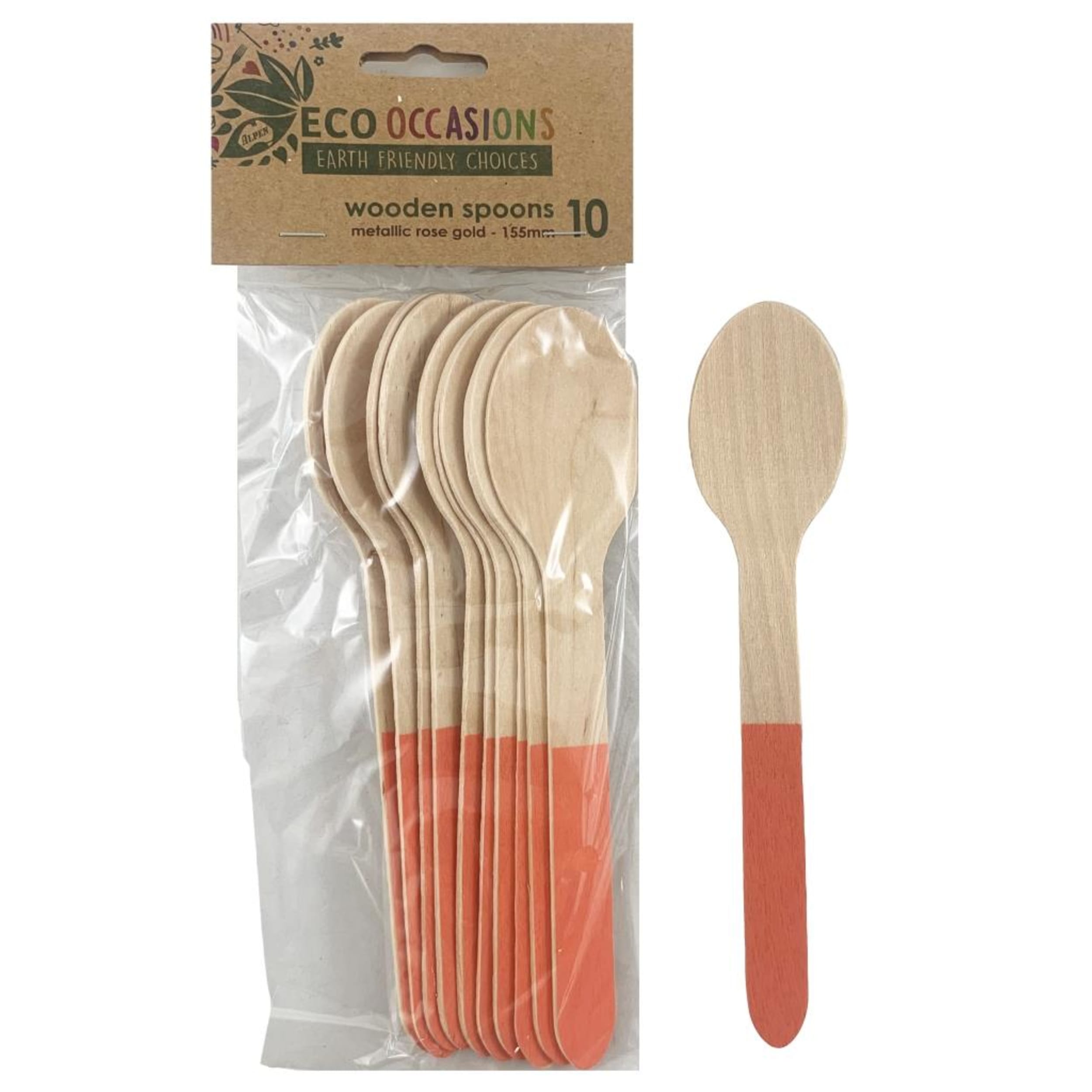Eco Collection Wooden Spoons Rose Gold (10 Pack)