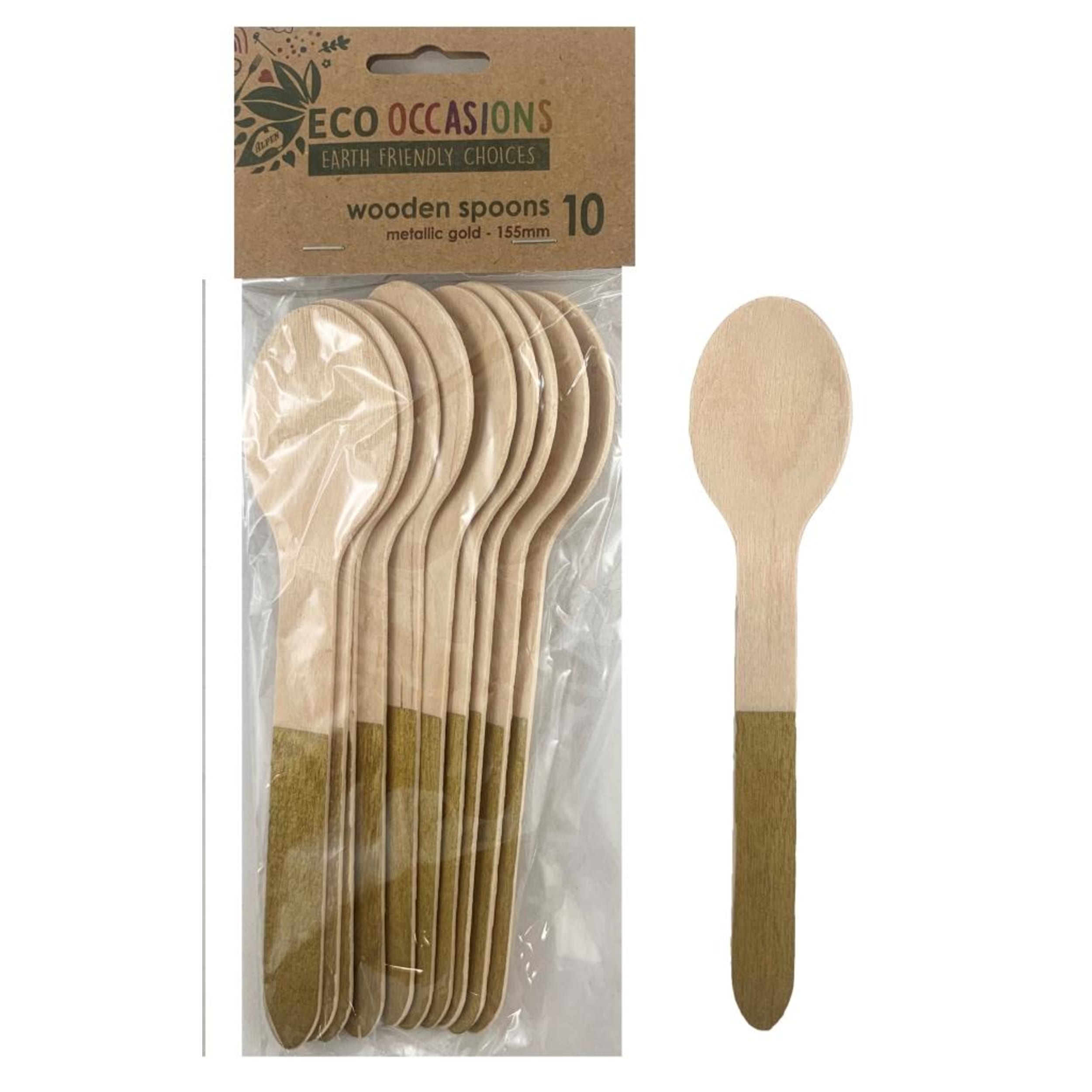 Eco Collection Wooden Spoons Gold (10 Pack)