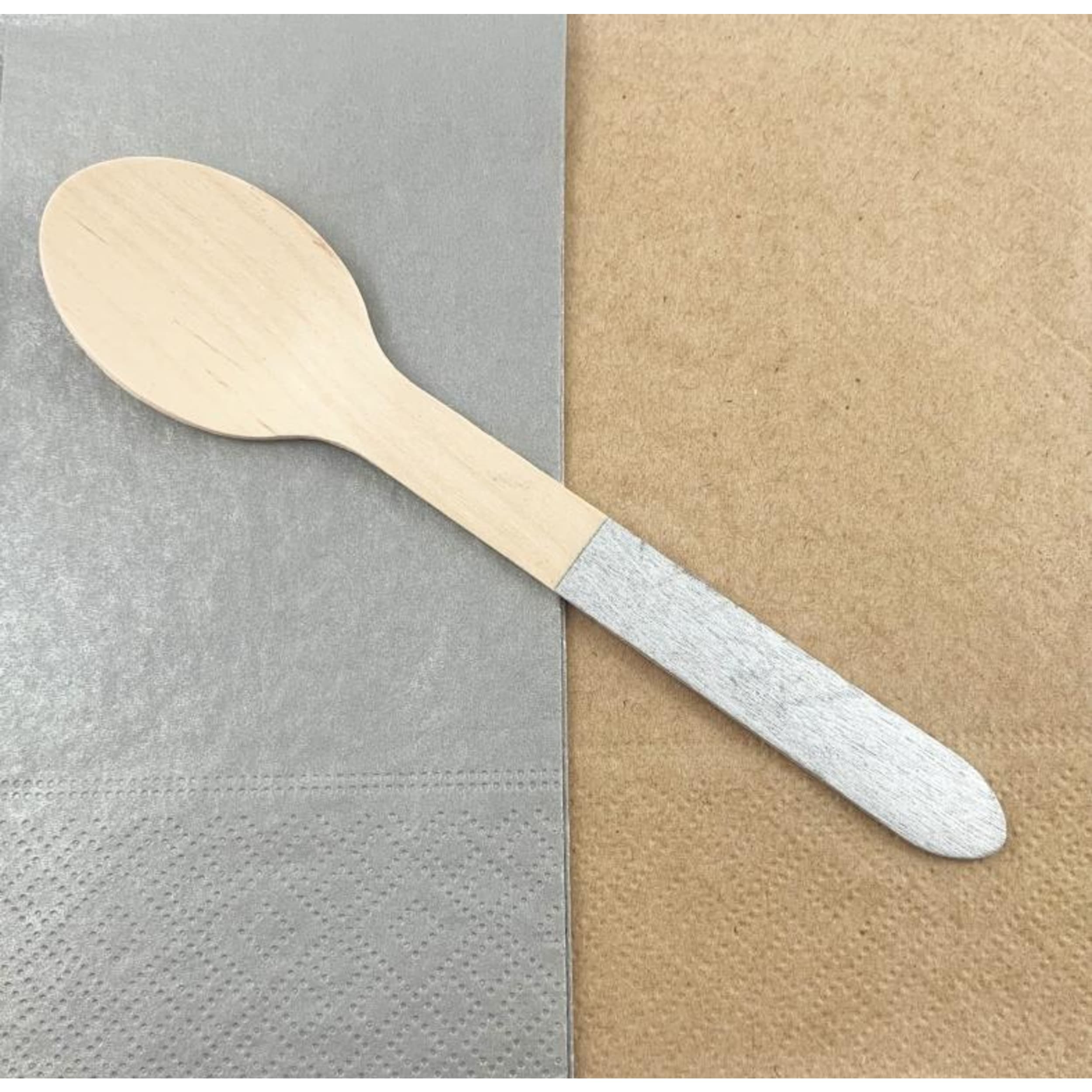 Eco Collection Wooden Spoons Silver (10 Pack)