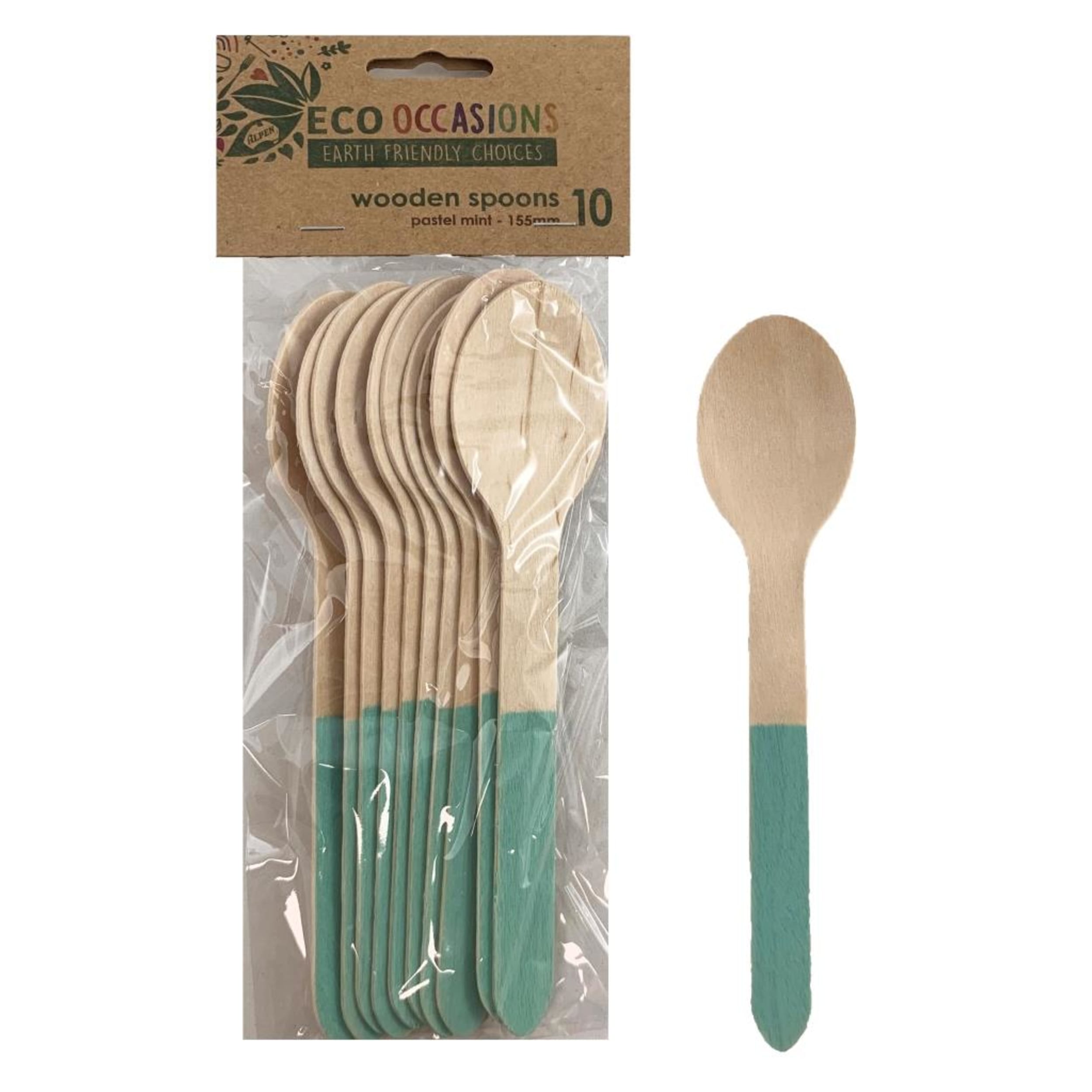 Eco Collection Wooden Spoons Mint (10 Pack)