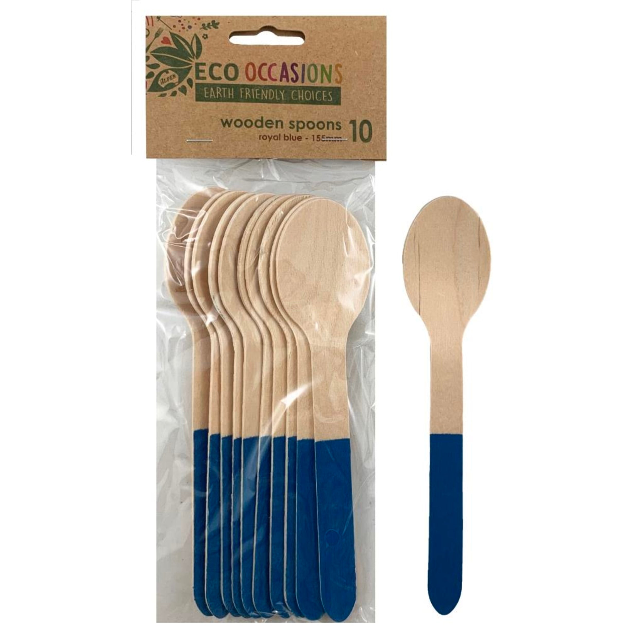 Eco Collection Wooden Spoons Royal Blue (10 Pack)