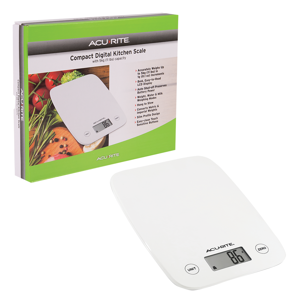 Acurite Compact Digital Scale 1g/5kg - White