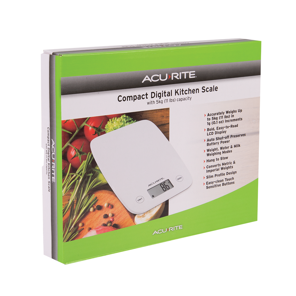 Acurite Compact Digital Scale 1g/5kg - White