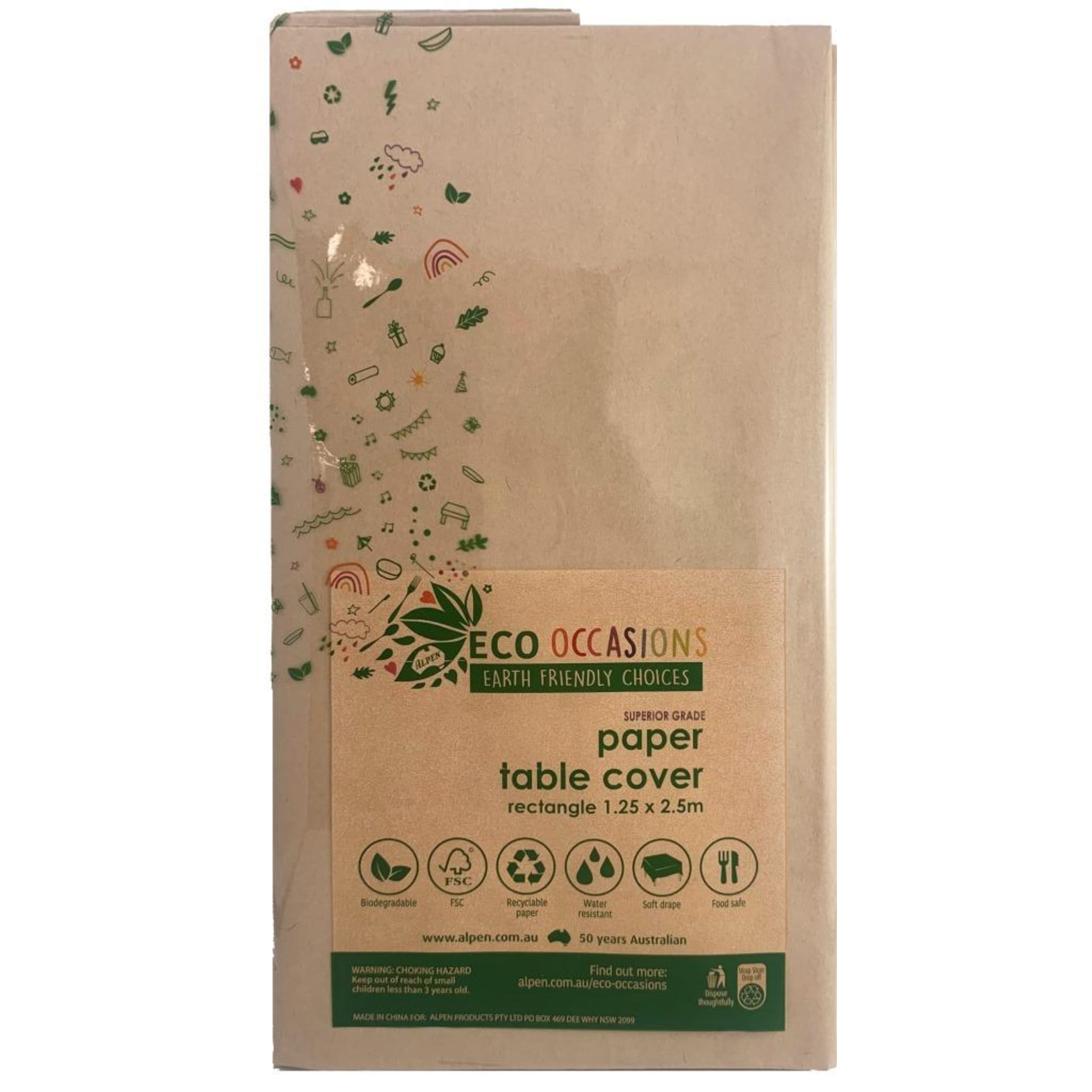 Eco Collection Tablecover Paper Rectangle 250x125cm Kraft