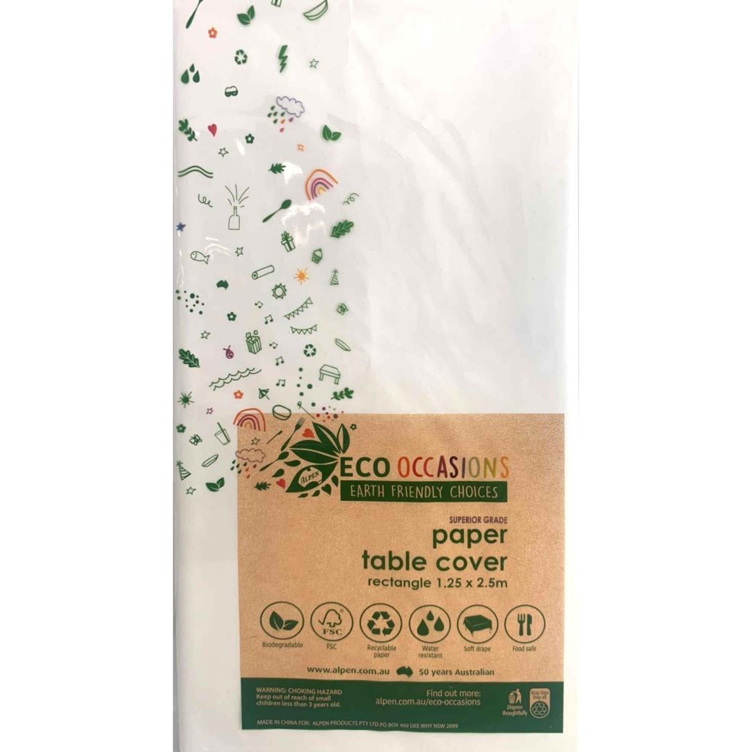 Eco Collection Tablecover Paper Rectangle 250x125cm White