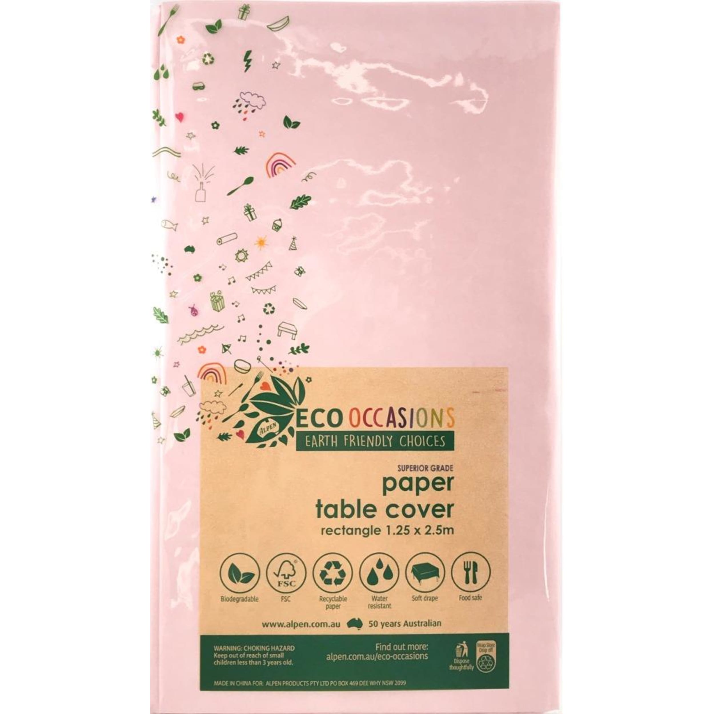 Eco Collection Tablecover Paper Rectangle 250x125cm Light Pink
