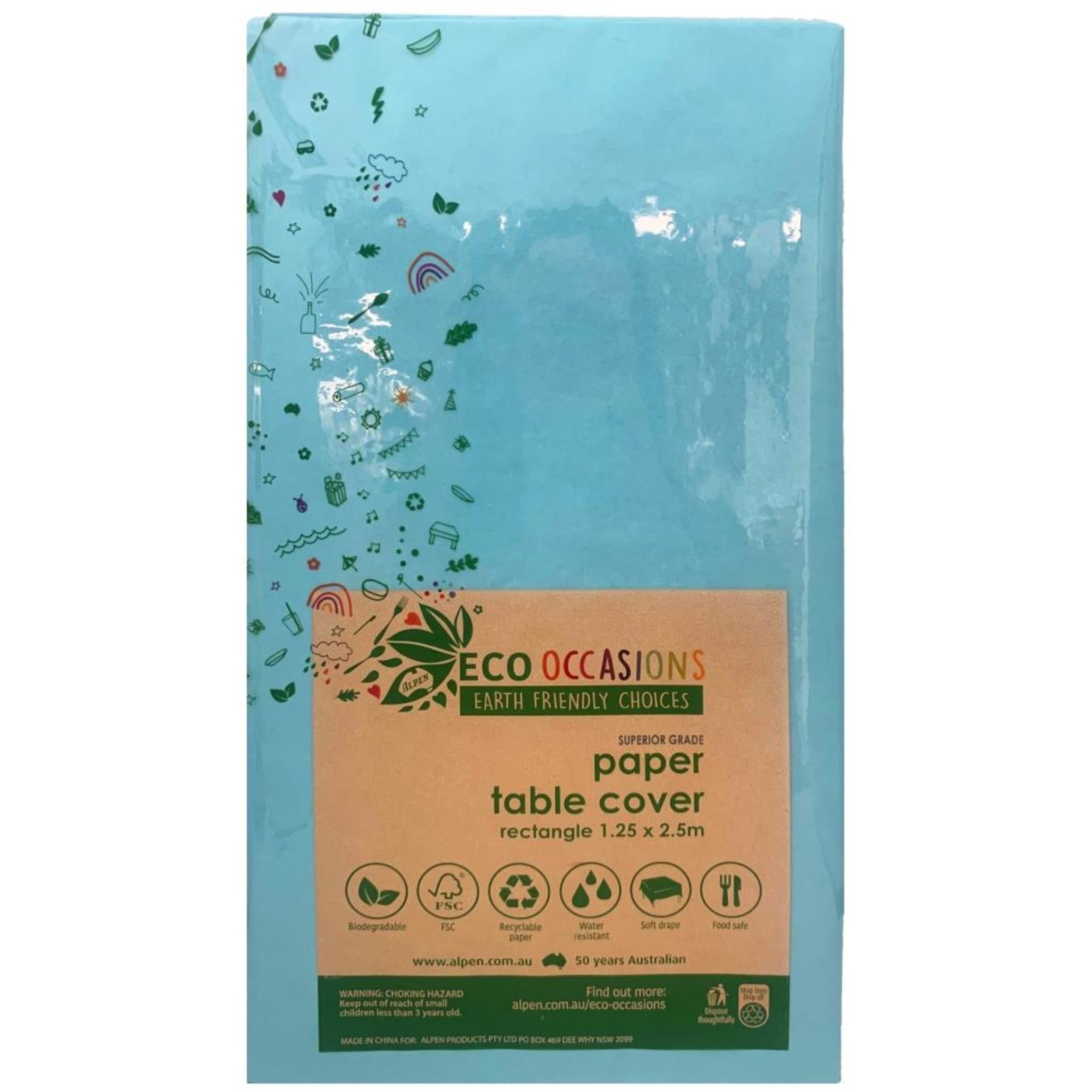 Eco Collection Tablecover Paper Rectangle 250x125cm Light Blue