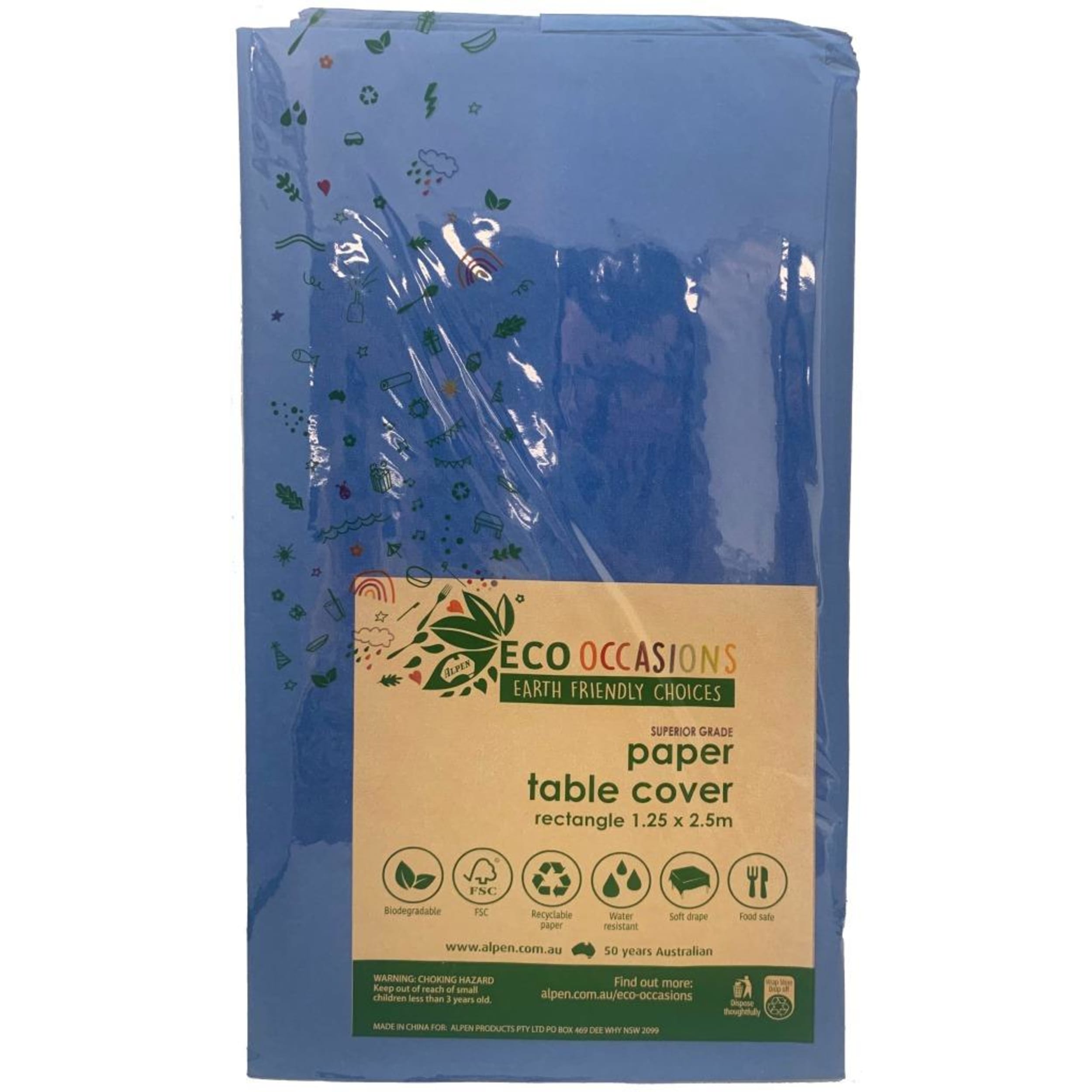 Eco Collection Tablecover Paper Rectangle 250x125cm Royal Blue