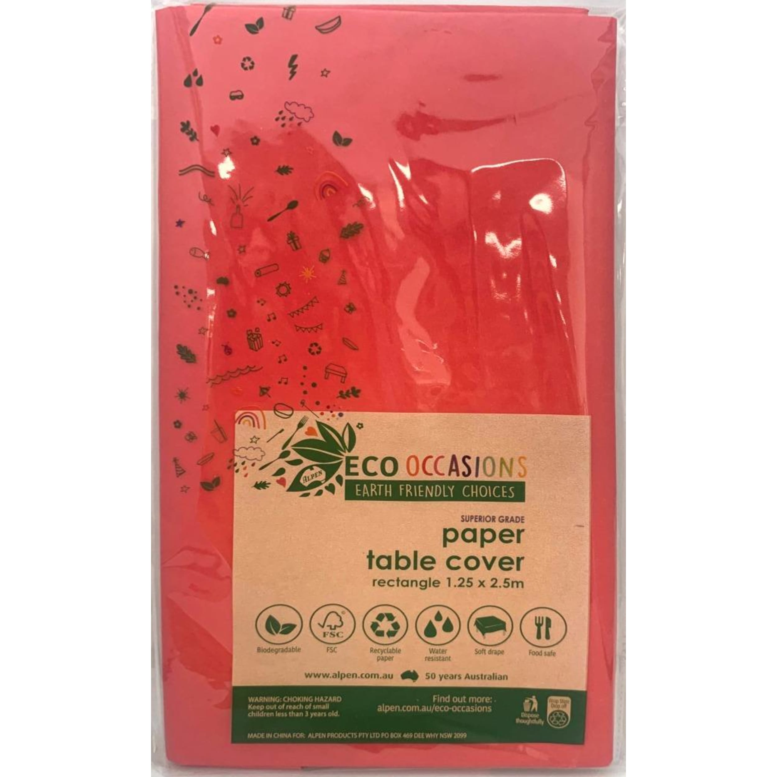 Eco Collection Tablecover Paper Rectangle 250x125cm Red