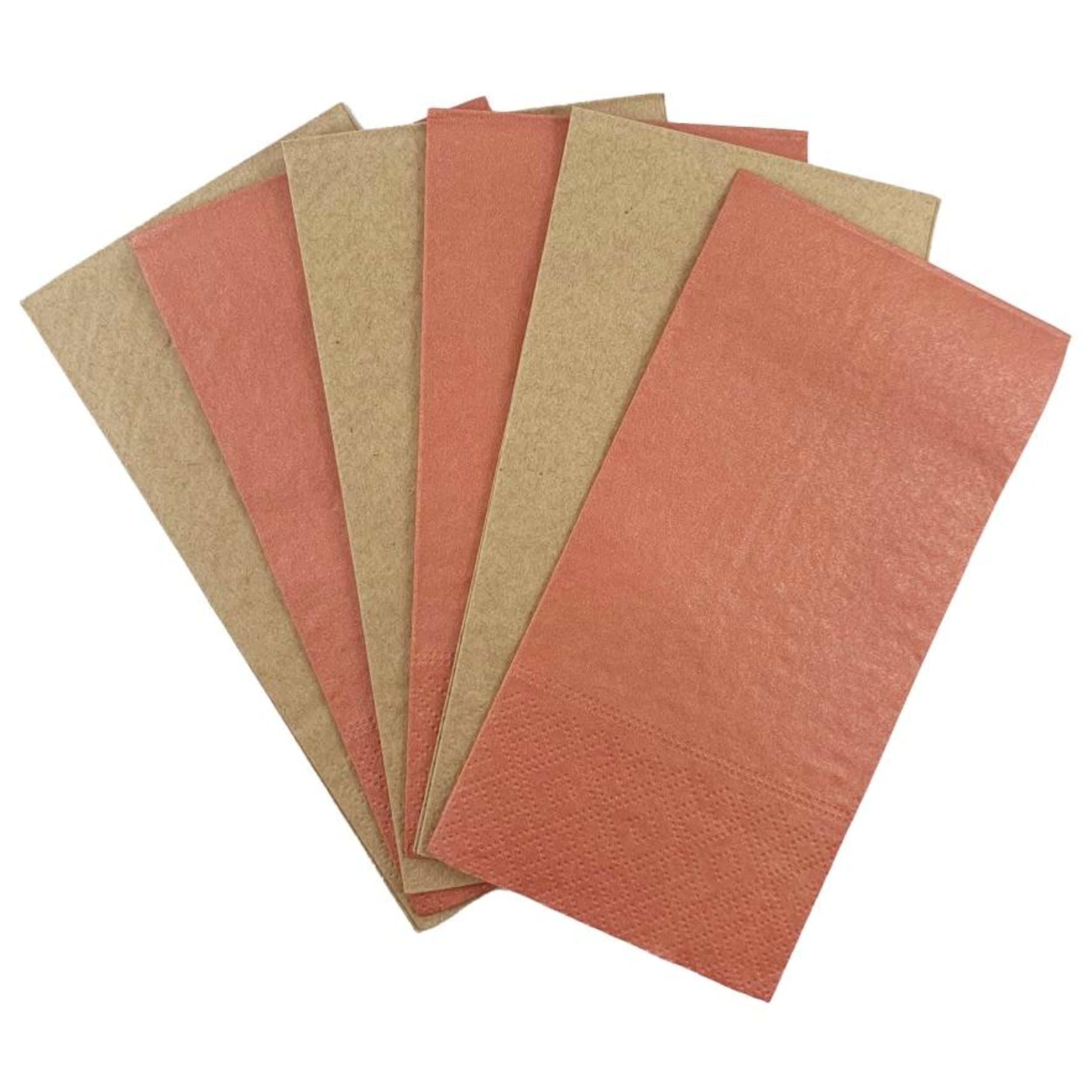 Catering Collection Napkins Lunch 1/8 fold Metallic Rose Gold & Kraft (20 Pack)