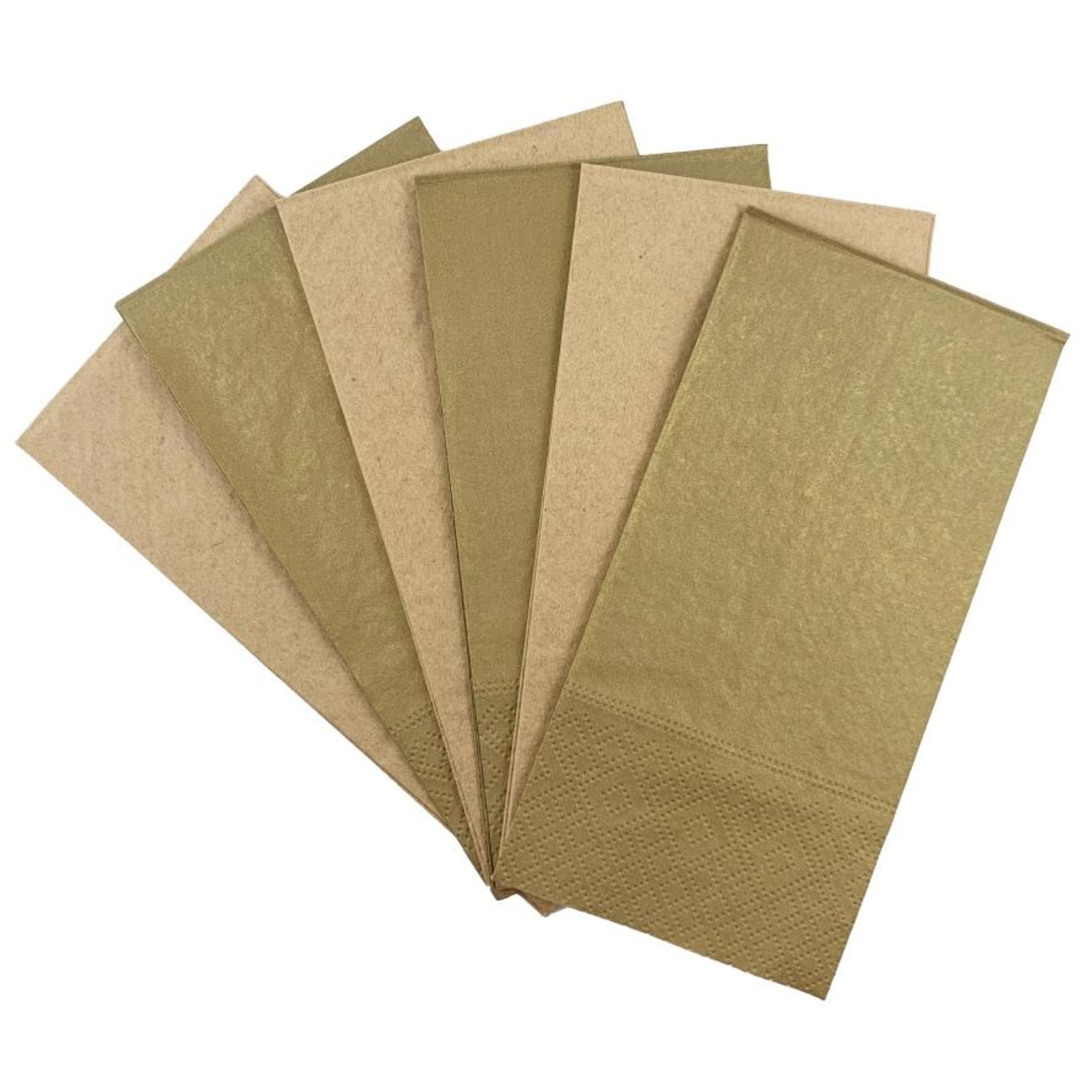 Catering Collection Napkins Lunch 1/8 fold Metallic Gold & Kraft (20 Pack)