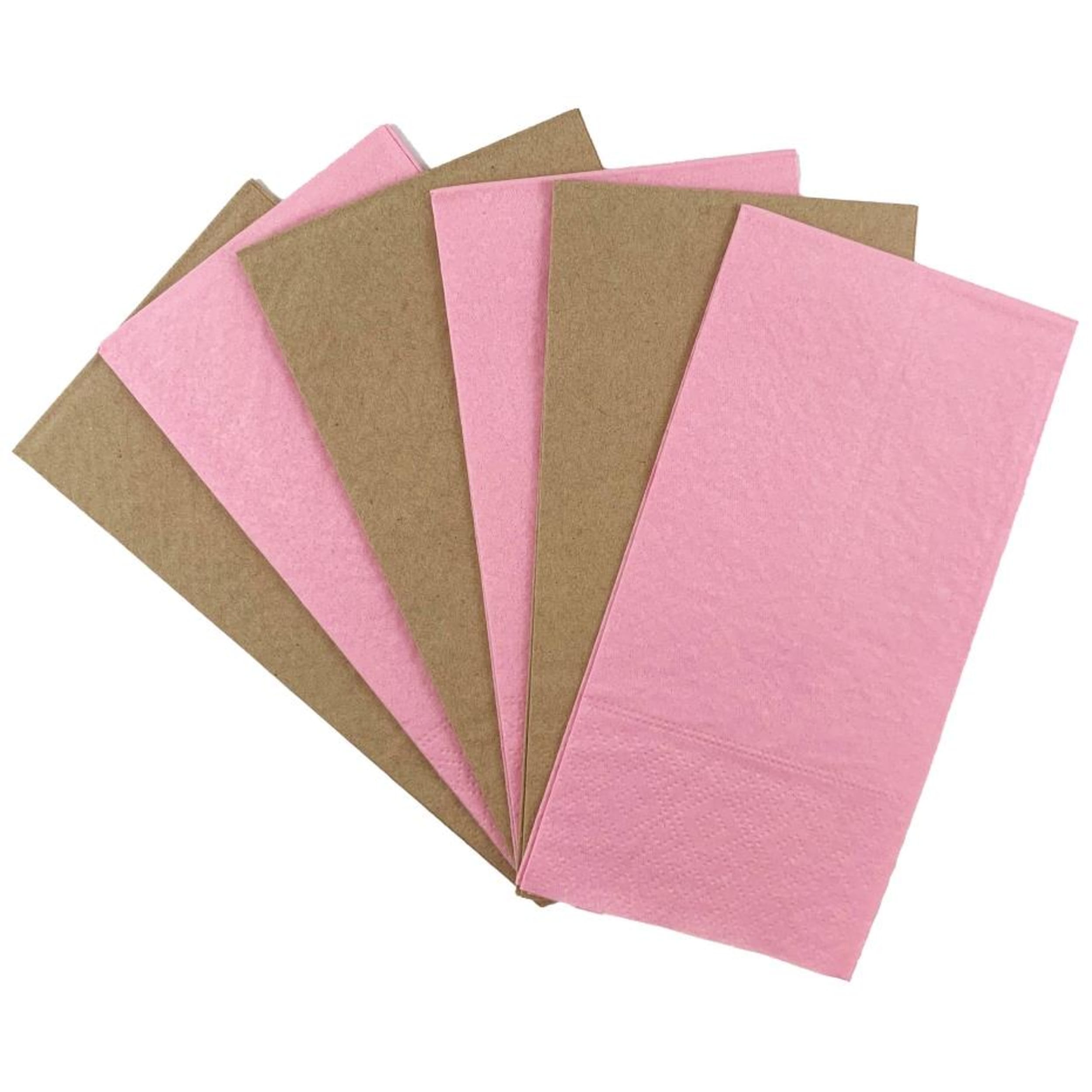 Catering Collection Napkins Lunch 1/8 fold Light Pink & Kraft (20 Pack)