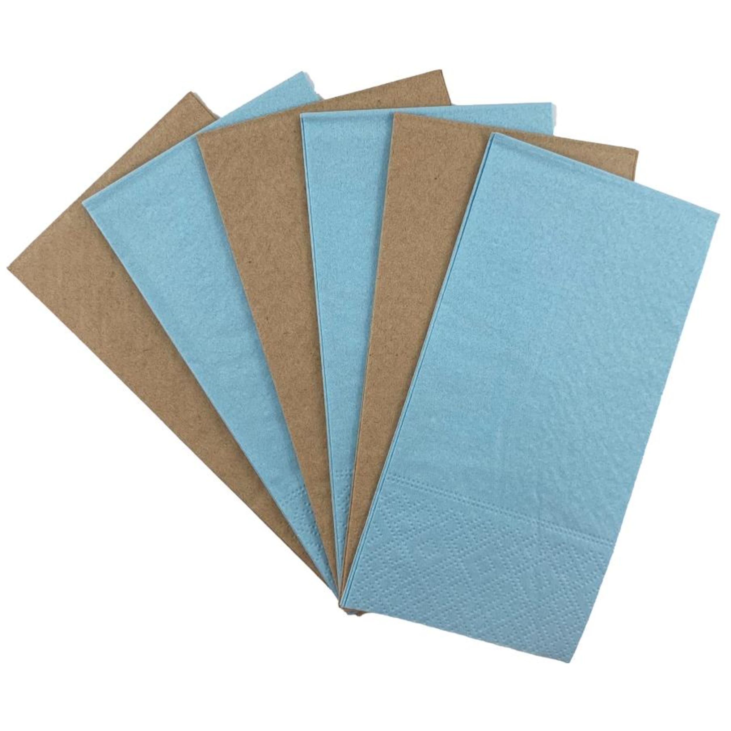 Catering Collection Napkins Lunch 1/8 fold Light Blue & Kraft (20 Pack)
