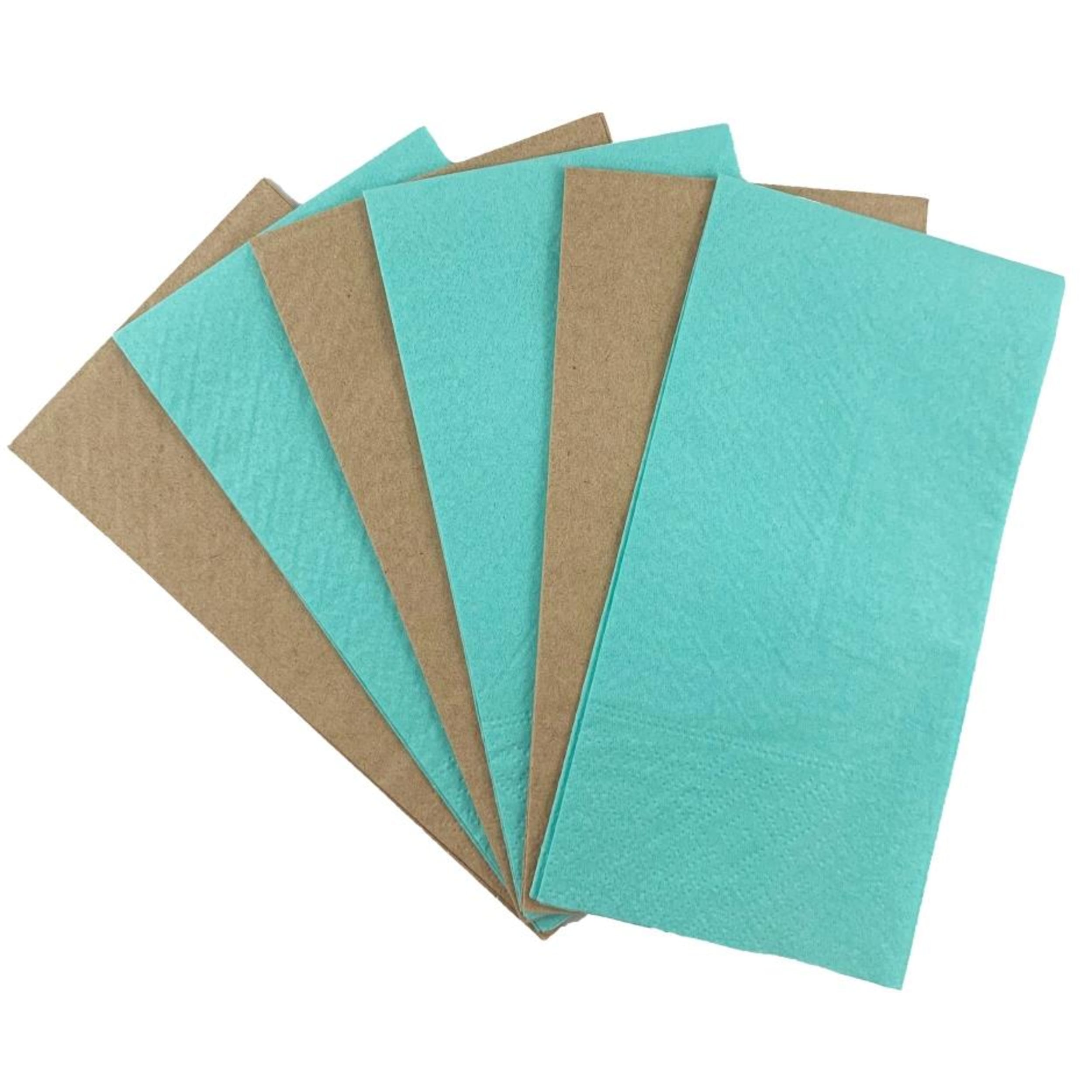 Catering Collection Napkins Lunch 1/8 fold Mint & Kraft (20 Pack)