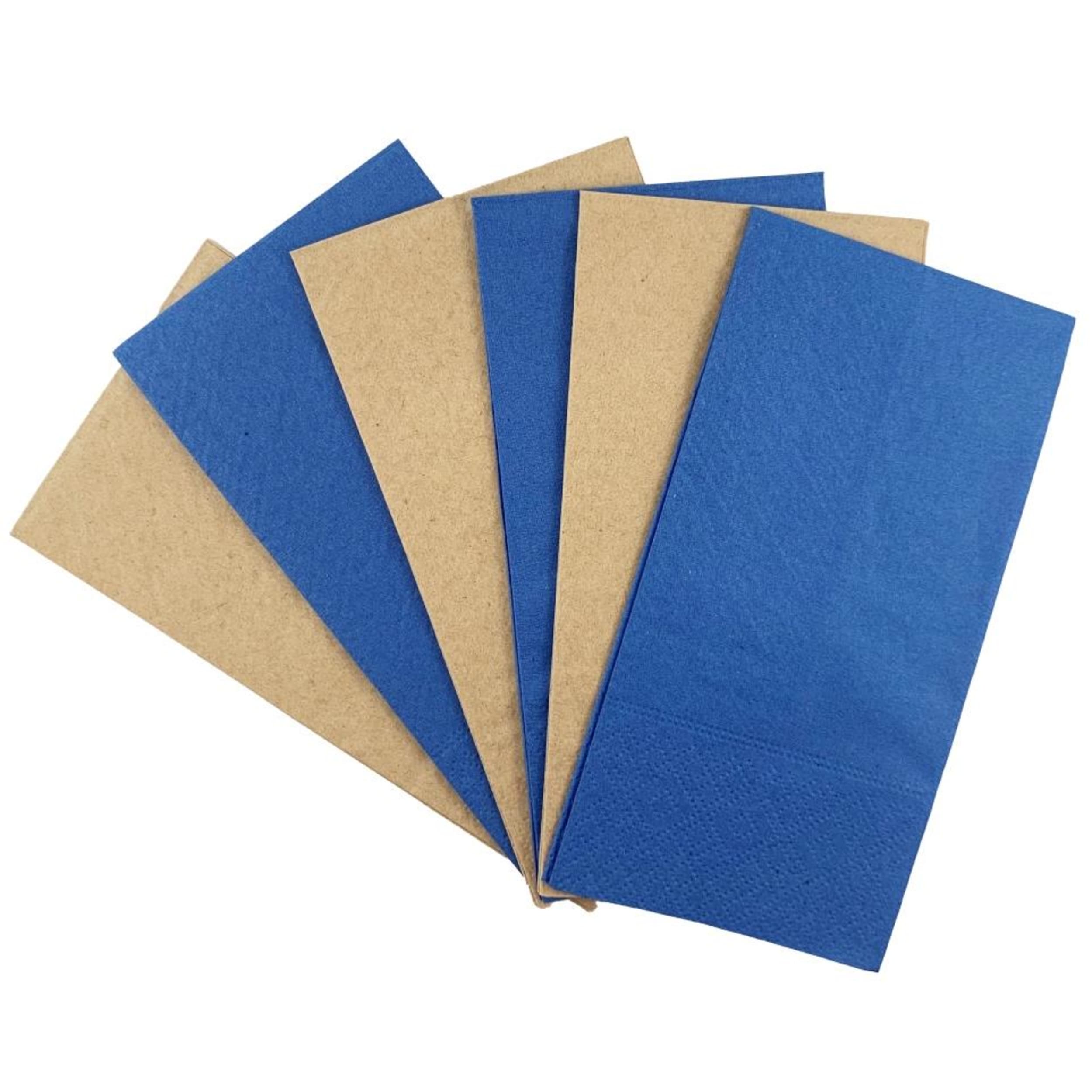 Catering Collection Napkins Lunch 1/8 fold Dark Blue & Kraft (20 Pack)