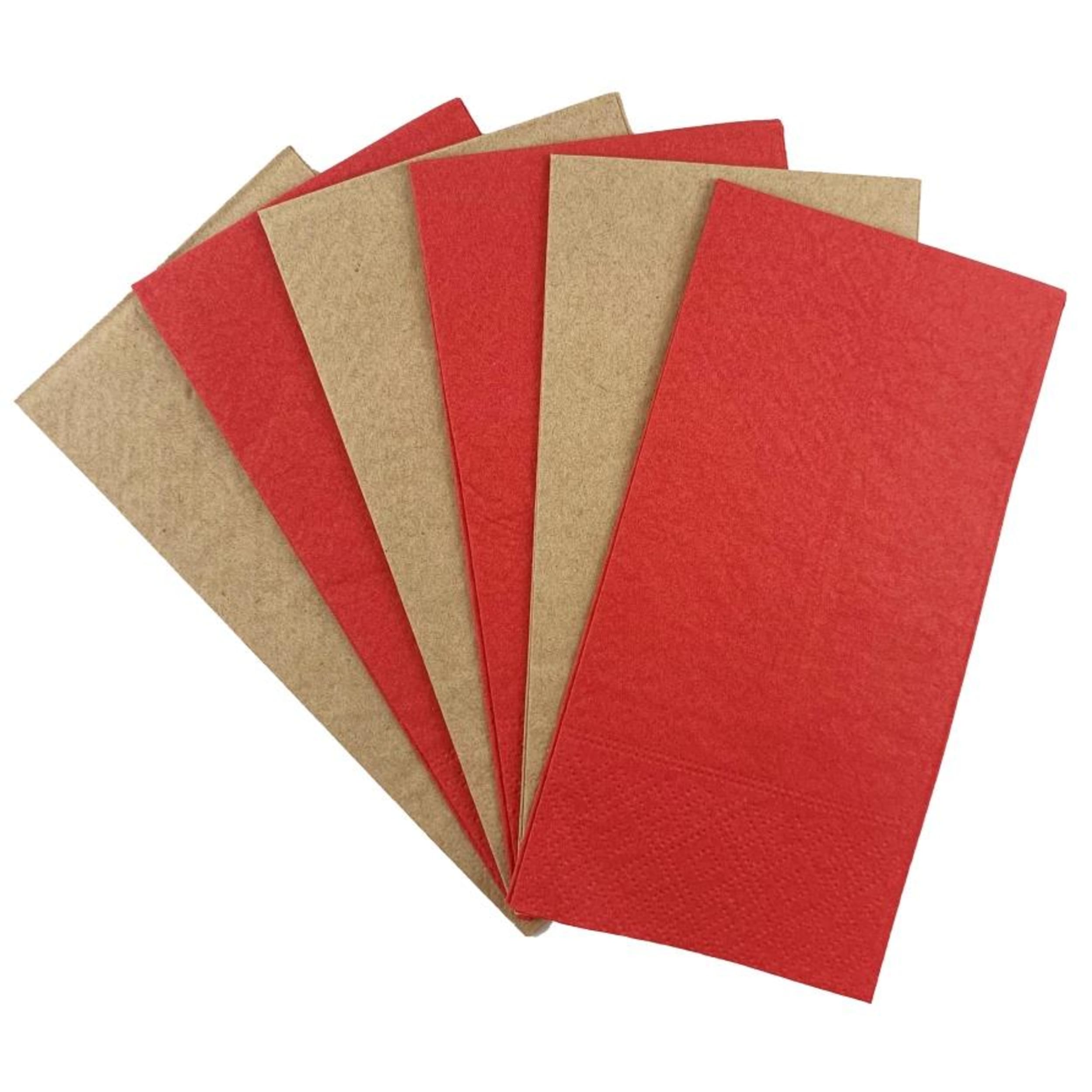 Catering Collection Napkins Lunch 1/8 fold Red & Kraft (20 Pack)