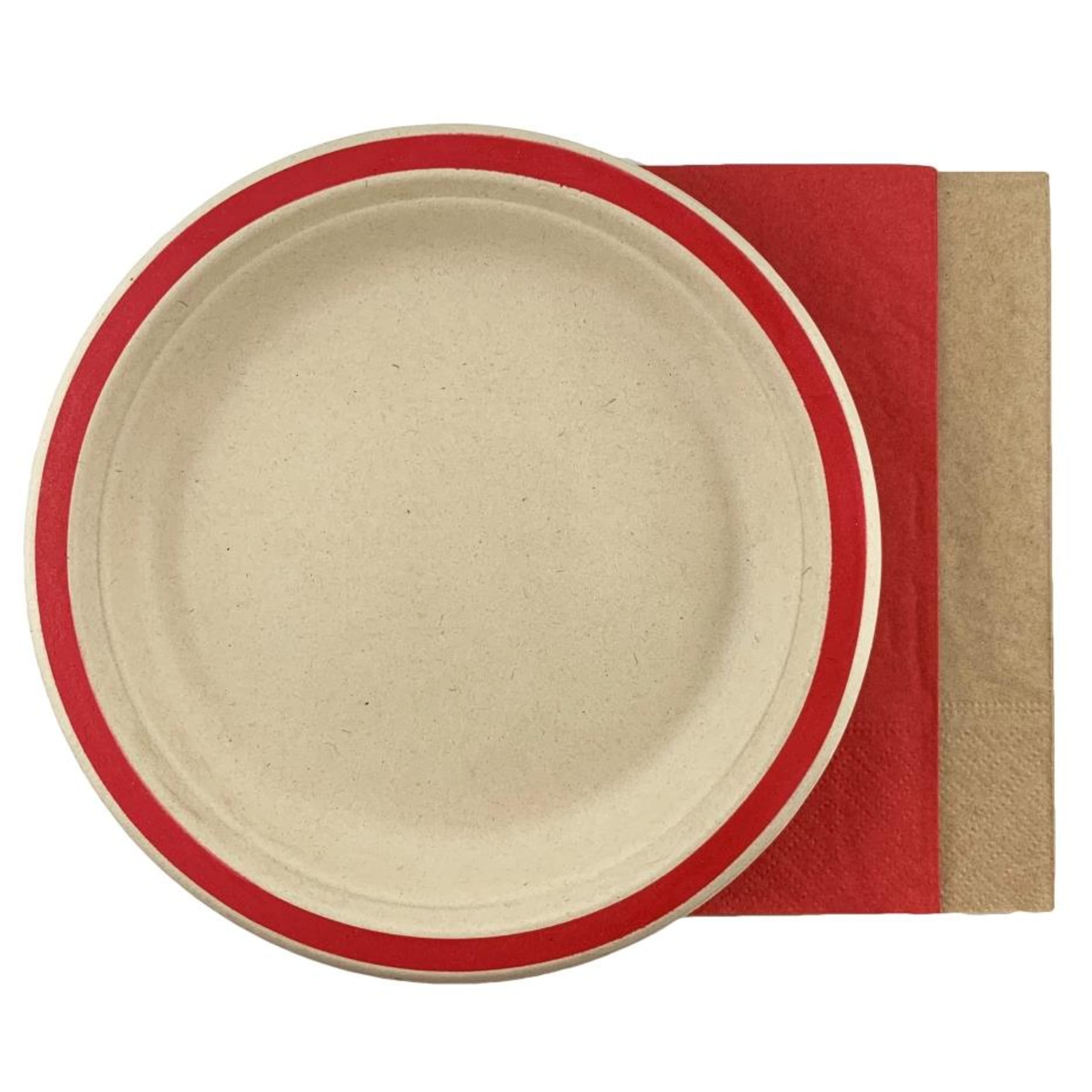 Catering Collection Napkins Lunch 1/8 fold Red & Kraft (20 Pack)