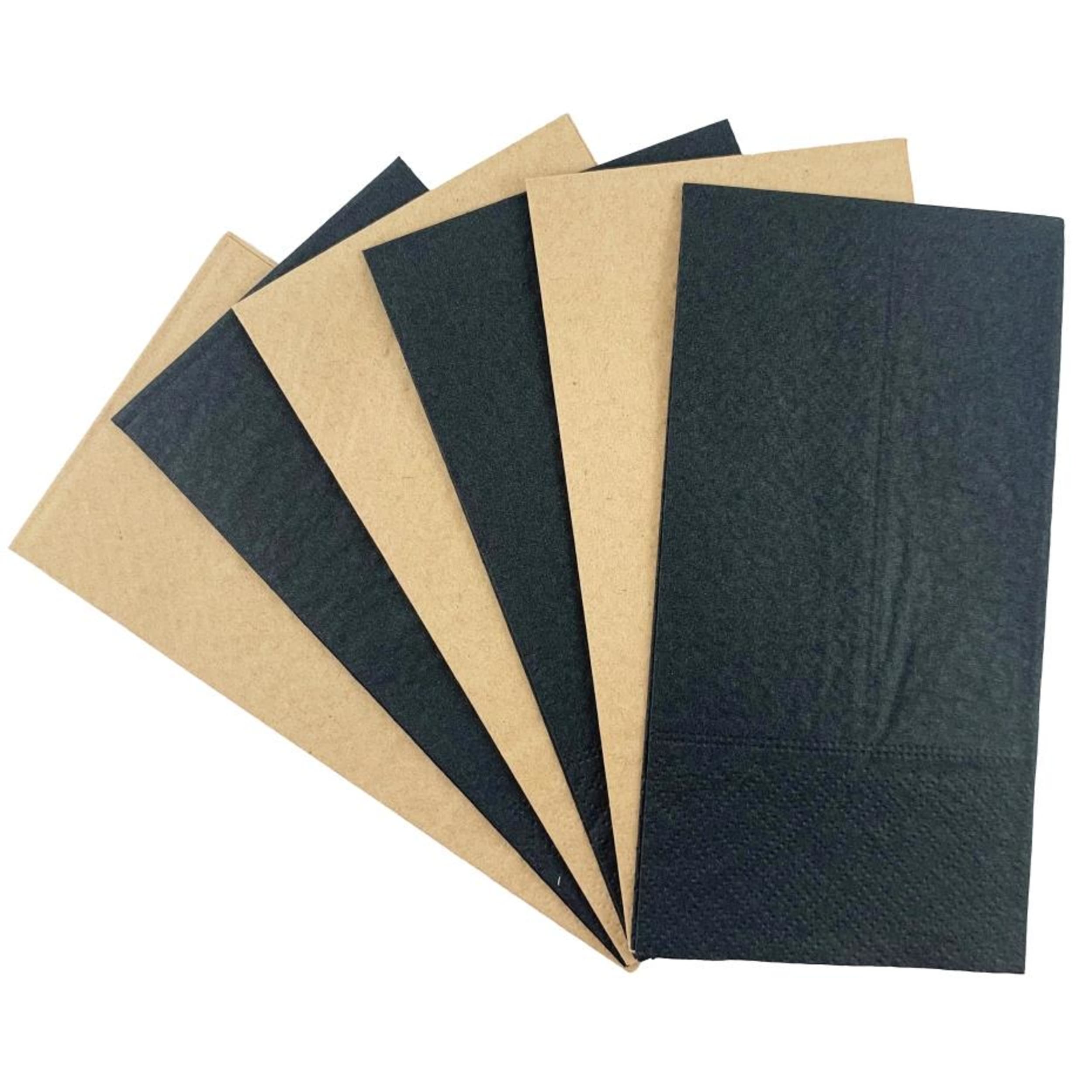 Catering Collection Napkins Lunch 1/8 fold Black & Kraft (20 Pack)