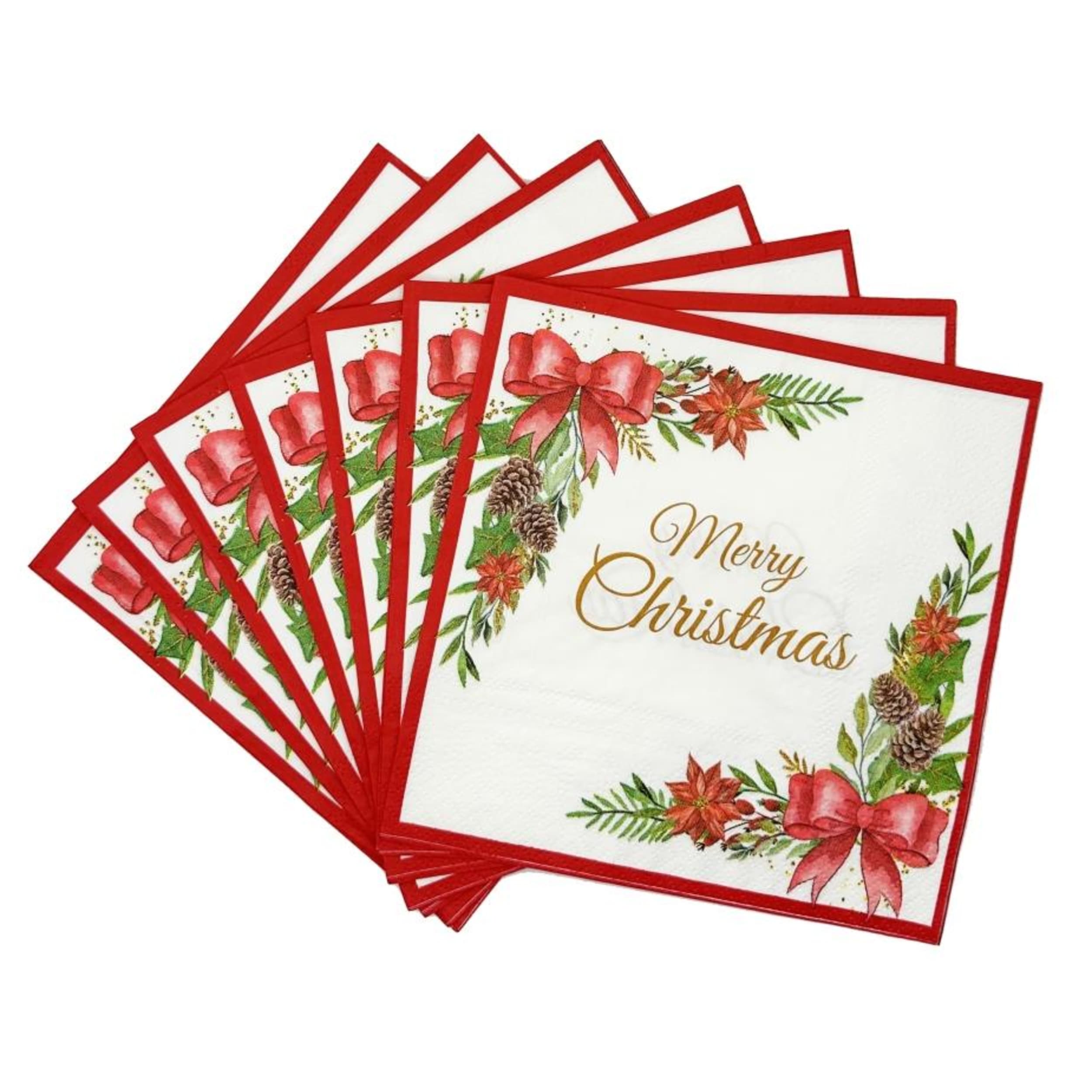 Catering Collection Napkins Lunch 2ply Printed Merry Christmas (20 Pack)
