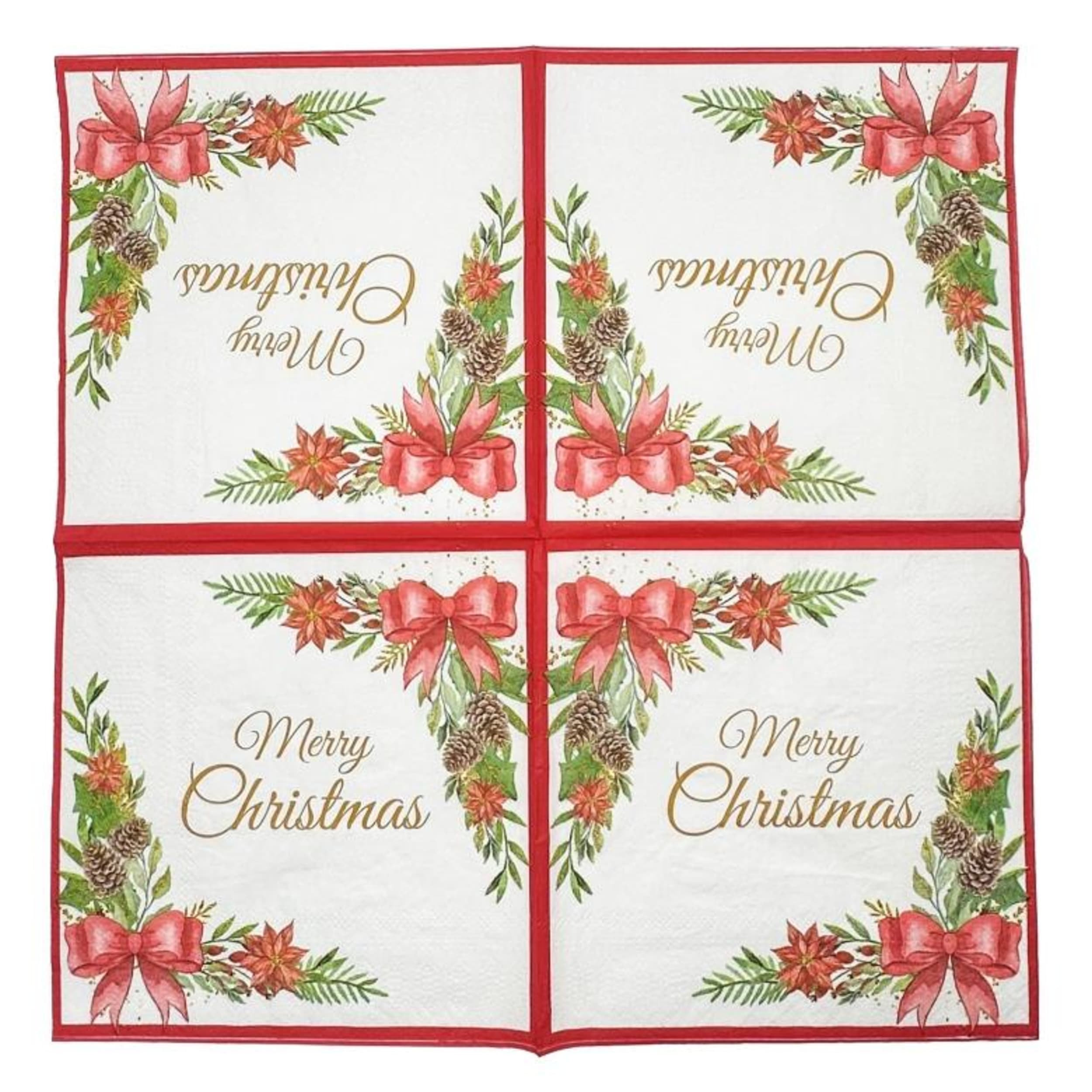 Catering Collection Napkins Lunch 2ply Printed Merry Christmas (20 Pack)