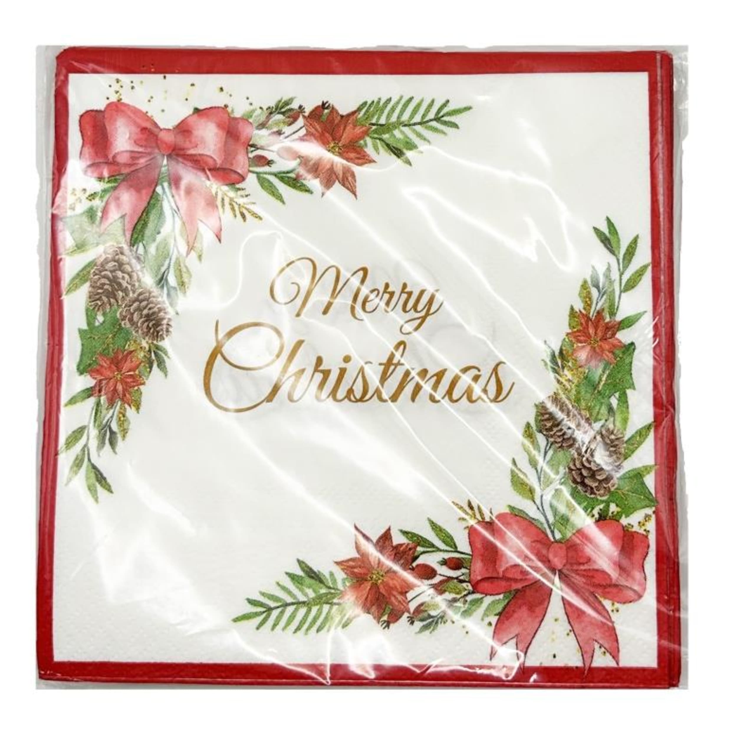 Catering Collection Napkins Lunch 2ply Printed Merry Christmas (20 Pack)