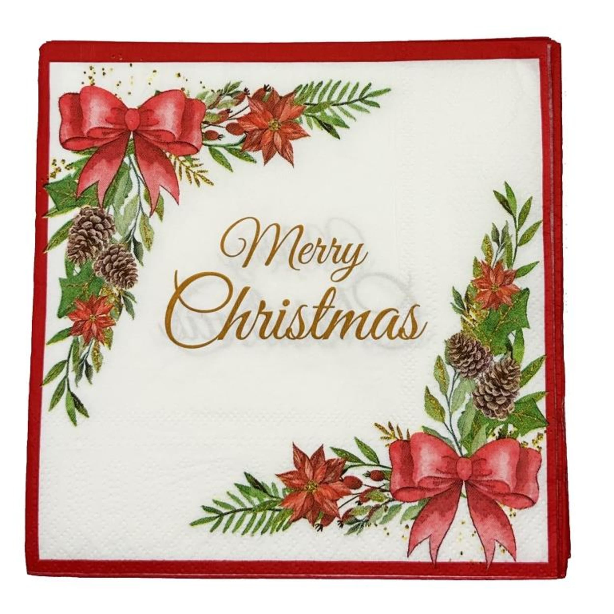 Catering Collection Napkins Lunch 2ply Printed Merry Christmas (20 Pack)