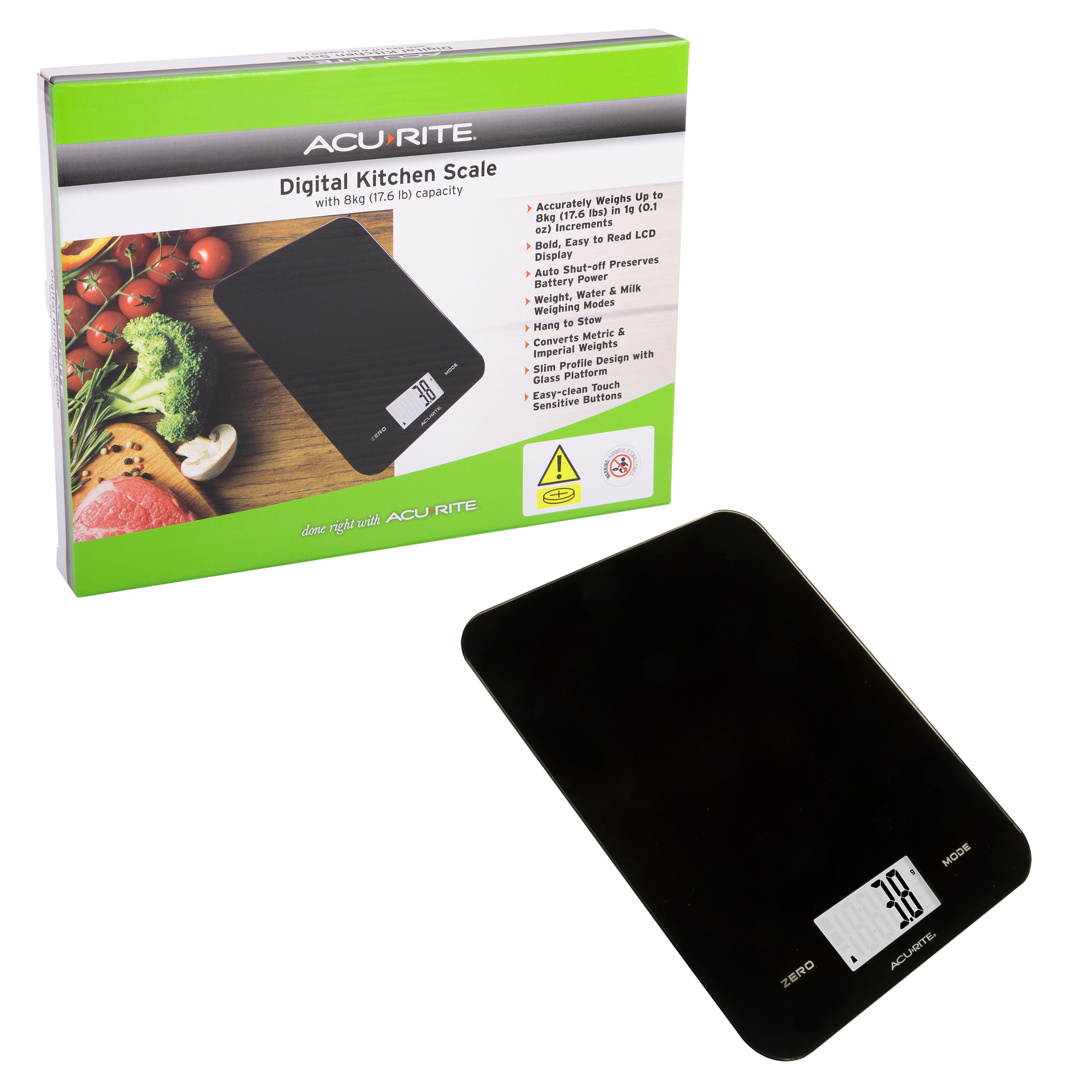 Acurite Large Slimline Digital Scale 1g/8kg - Black