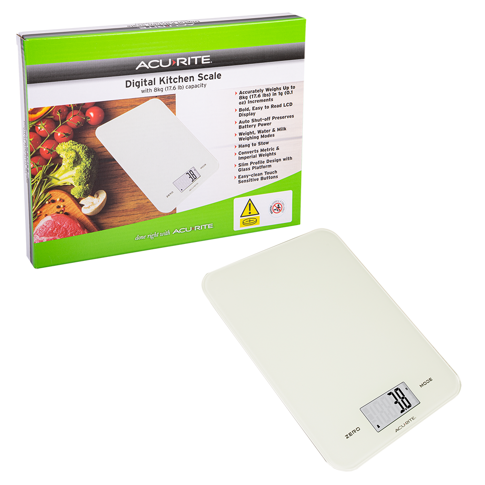 Acurite Large Slimline Digital Scale 1g/8kg - White