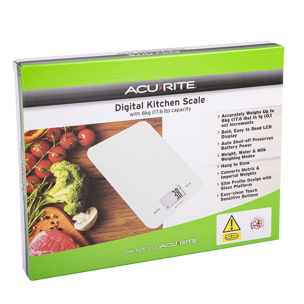 Acurite Large Slimline Digital Scale 1g/8kg - White