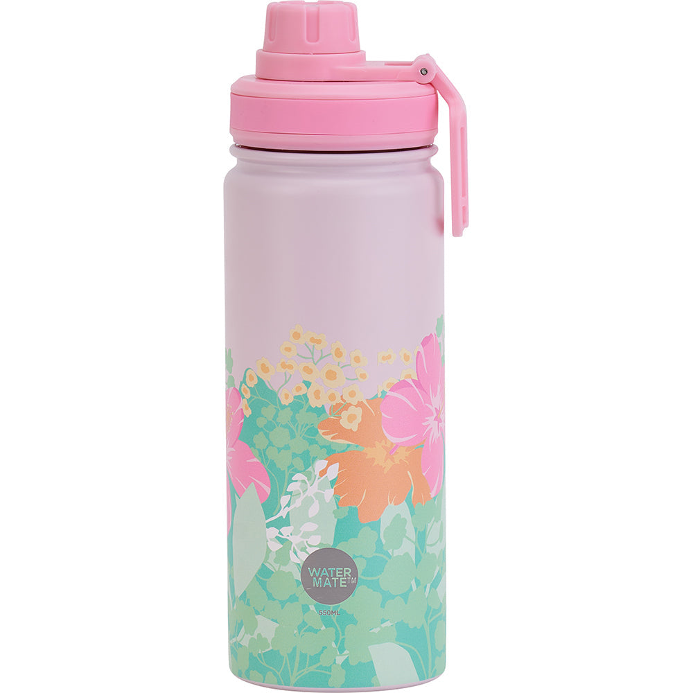 Annabel Trends Stainless Steel Watermate Drink Bottle 550ml Hibiscus