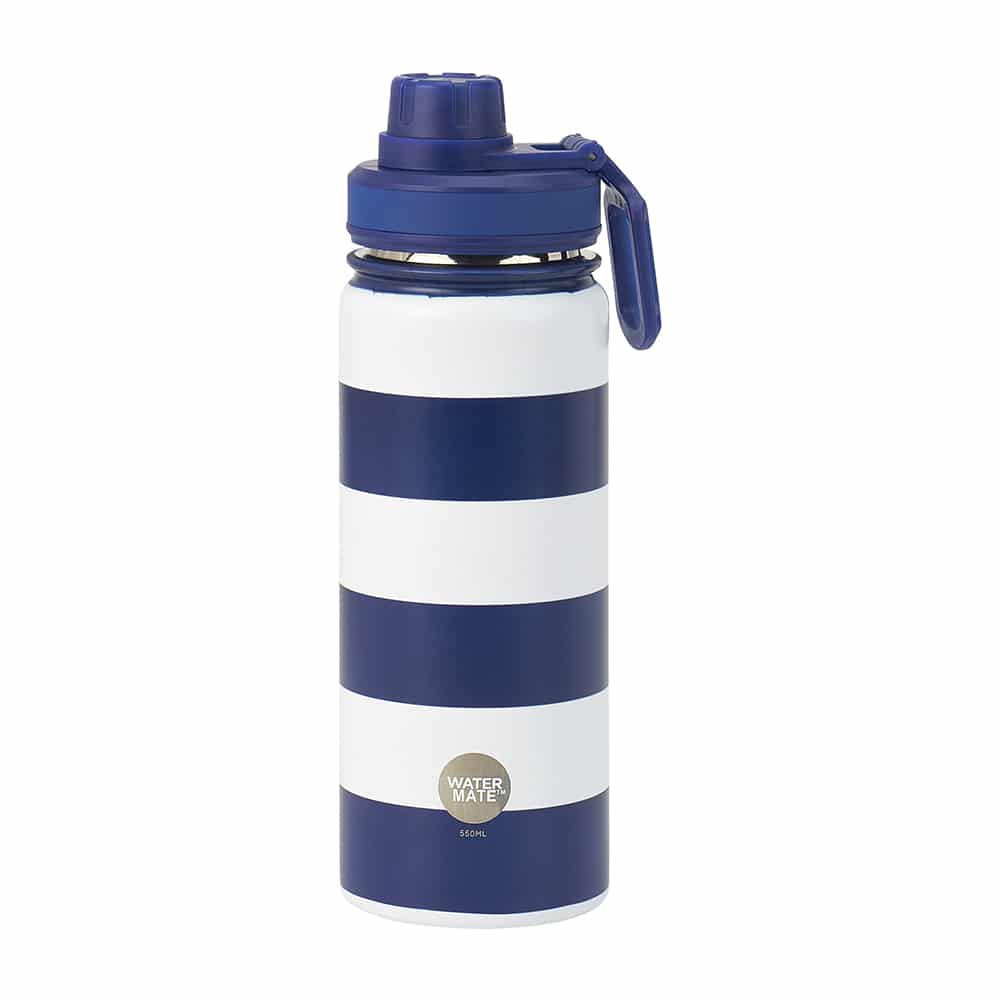 Annabel Trends Stainless Steel Watermate Drink Bottle 550ml Navy Stripe