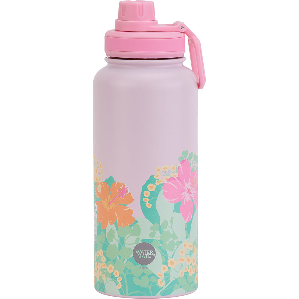 Annabel Trends Stainless Steel Watermate Drink Bottle 950ml Hibiscus