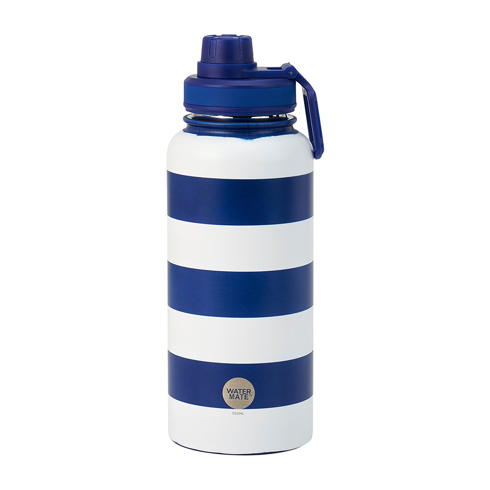 Annabel Trends Stainless Steel Watermate Drink Bottle 950ml Navy Stripe