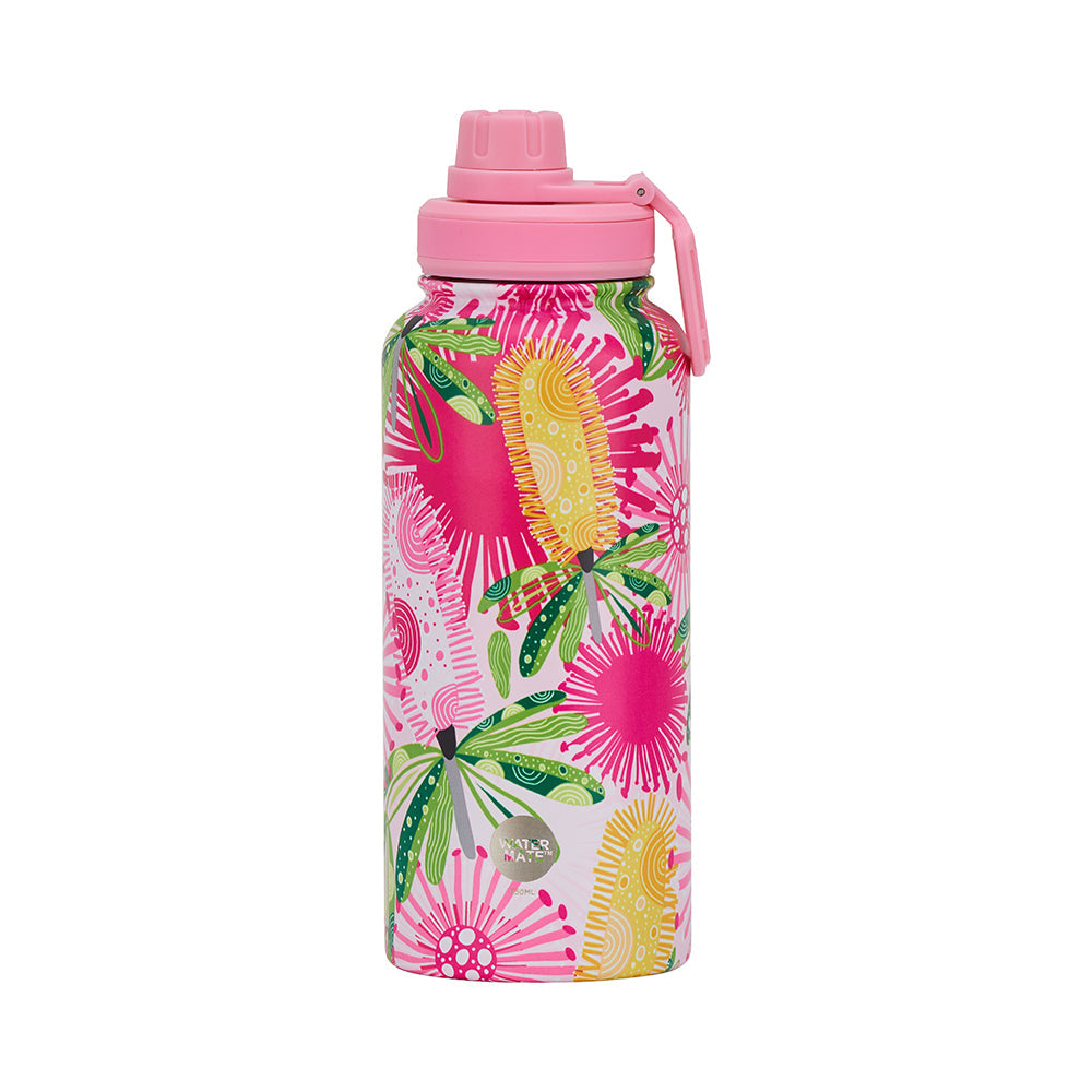 Annabel Trends Stainless Steel Watermate Drink Bottle 950ml Pink Banksia