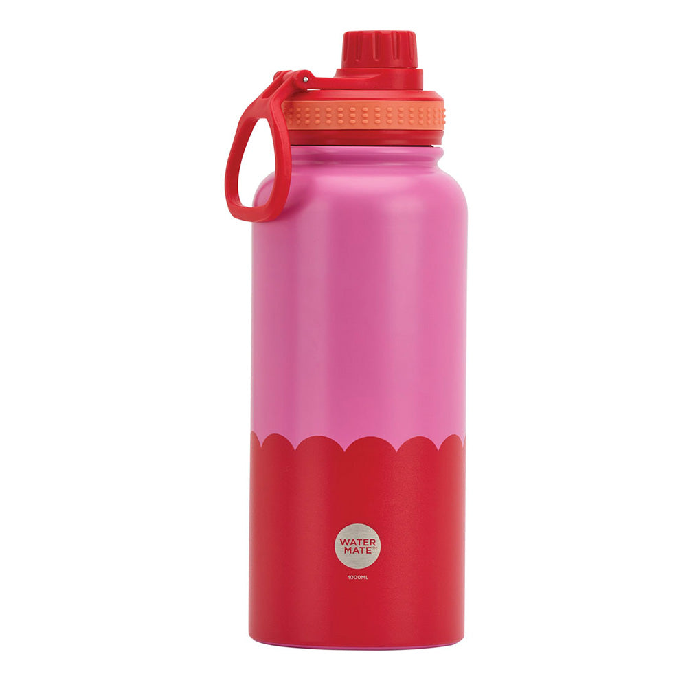 Annabel Trends Stainless Steel Watermate Drink Bottle Wave 1L Pink & Red