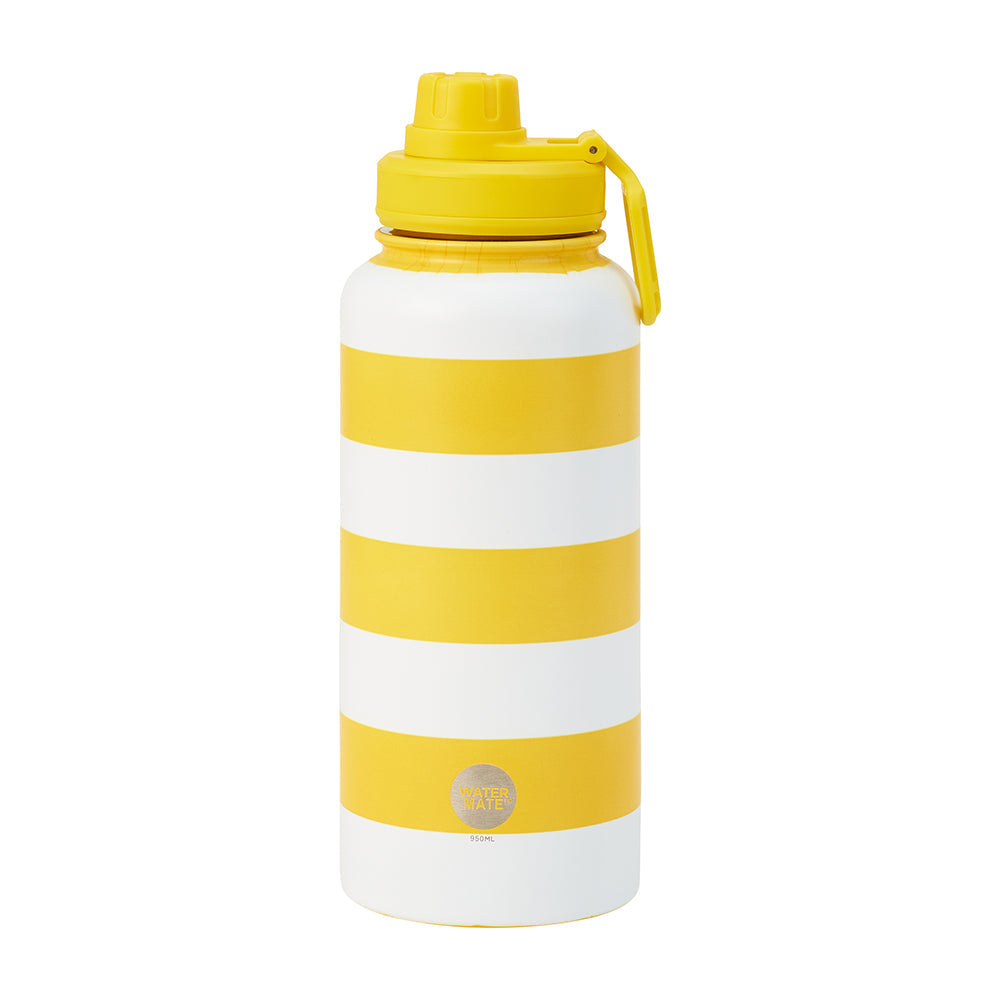 Annabel Trends Stainless Steel Watermate Drink Bottle 950ml Yellow Stripe