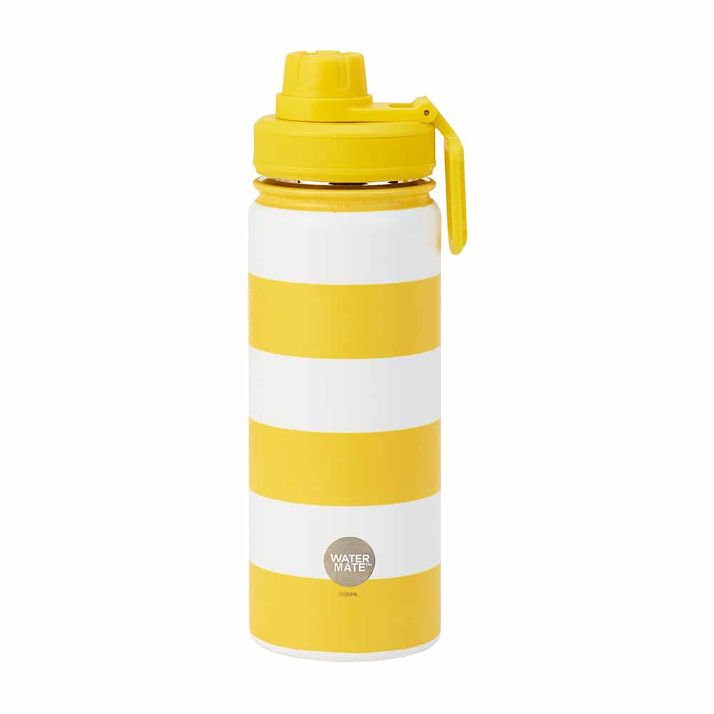 Annabel Trends Stainless Steel Watermate Drink Bottle 550ml Yellow Stripe