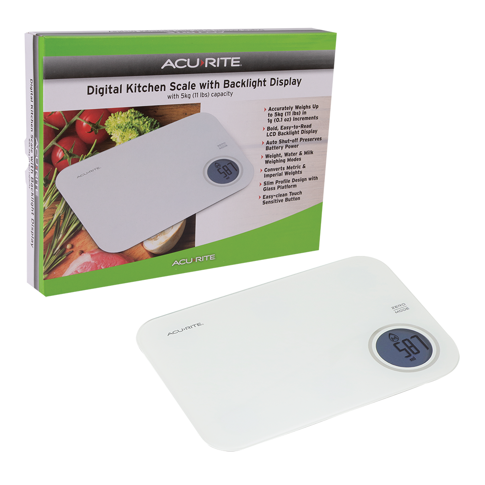 Acurite "Stella" Digital Scale W/ Backlight Display 1g/5kg - White