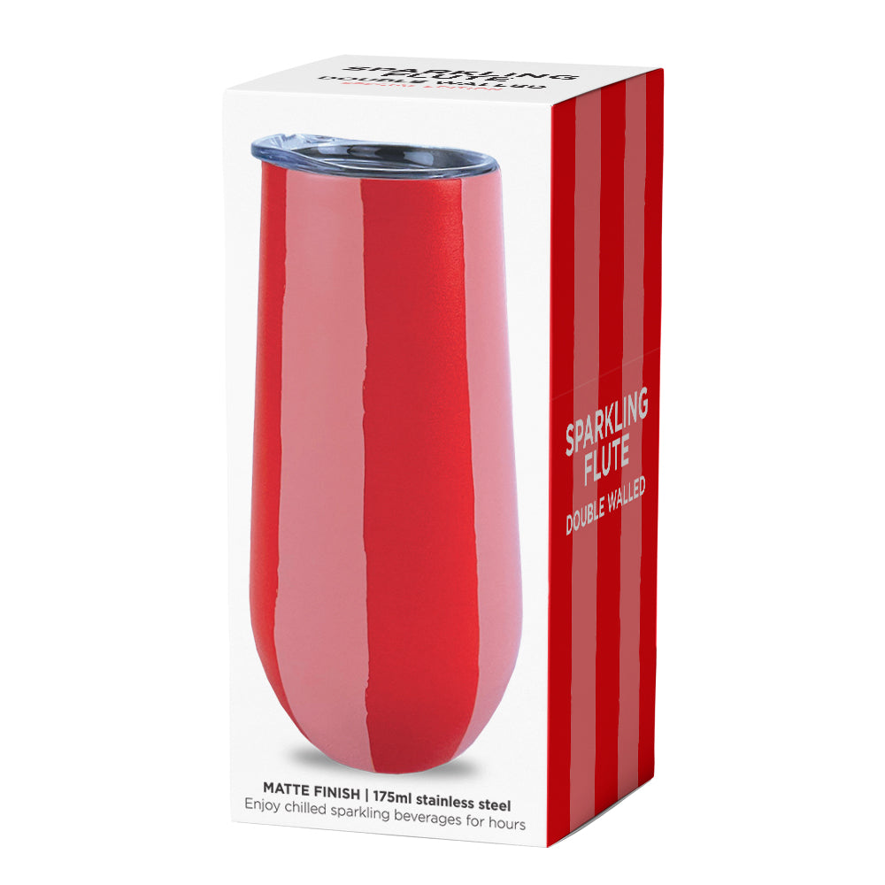 Annabel Trends Sparkling Flute Double Walled Design Red Stripe