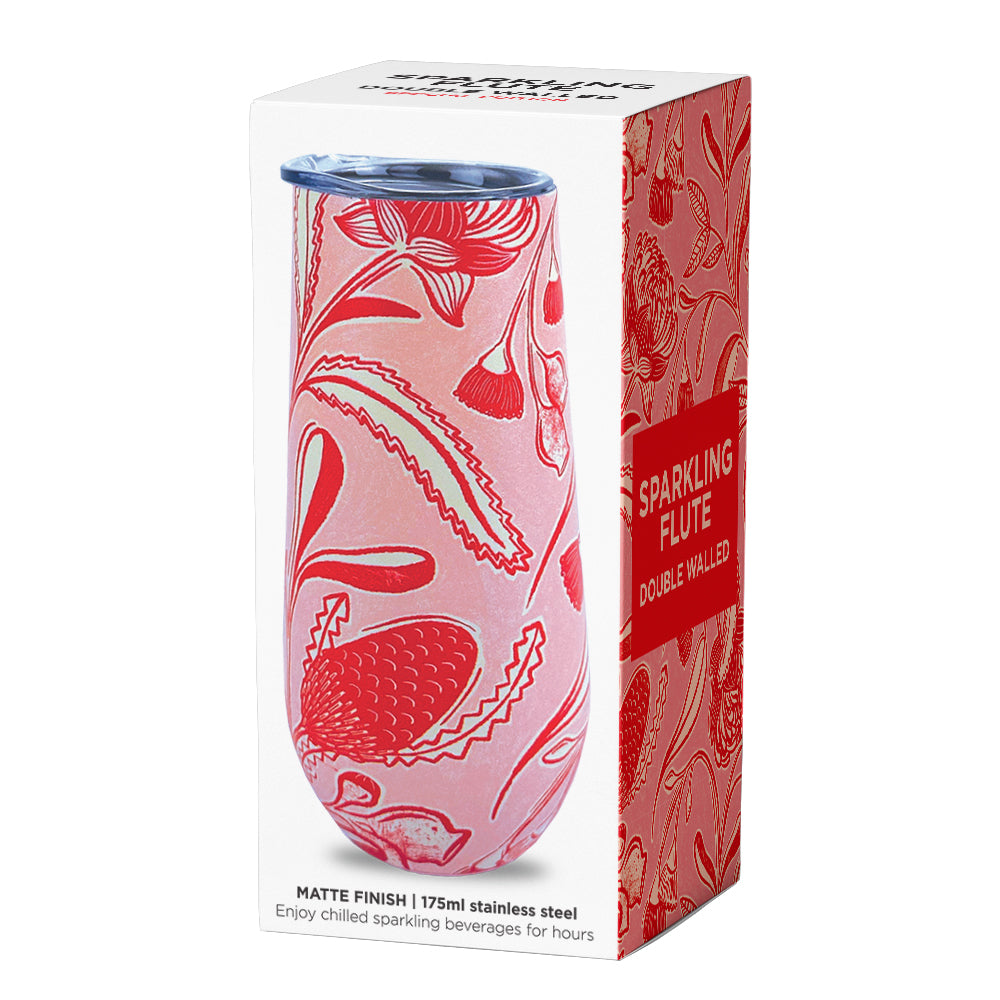 Annabel Trends Sparkling Flute Double Walled Design Red Stripe