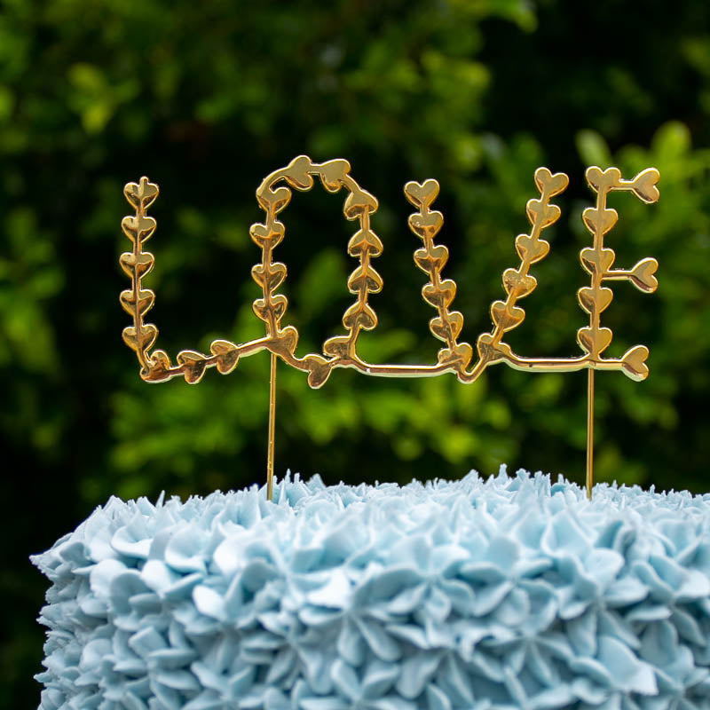 Cake & Candle Metal Cake Topper Love Gold