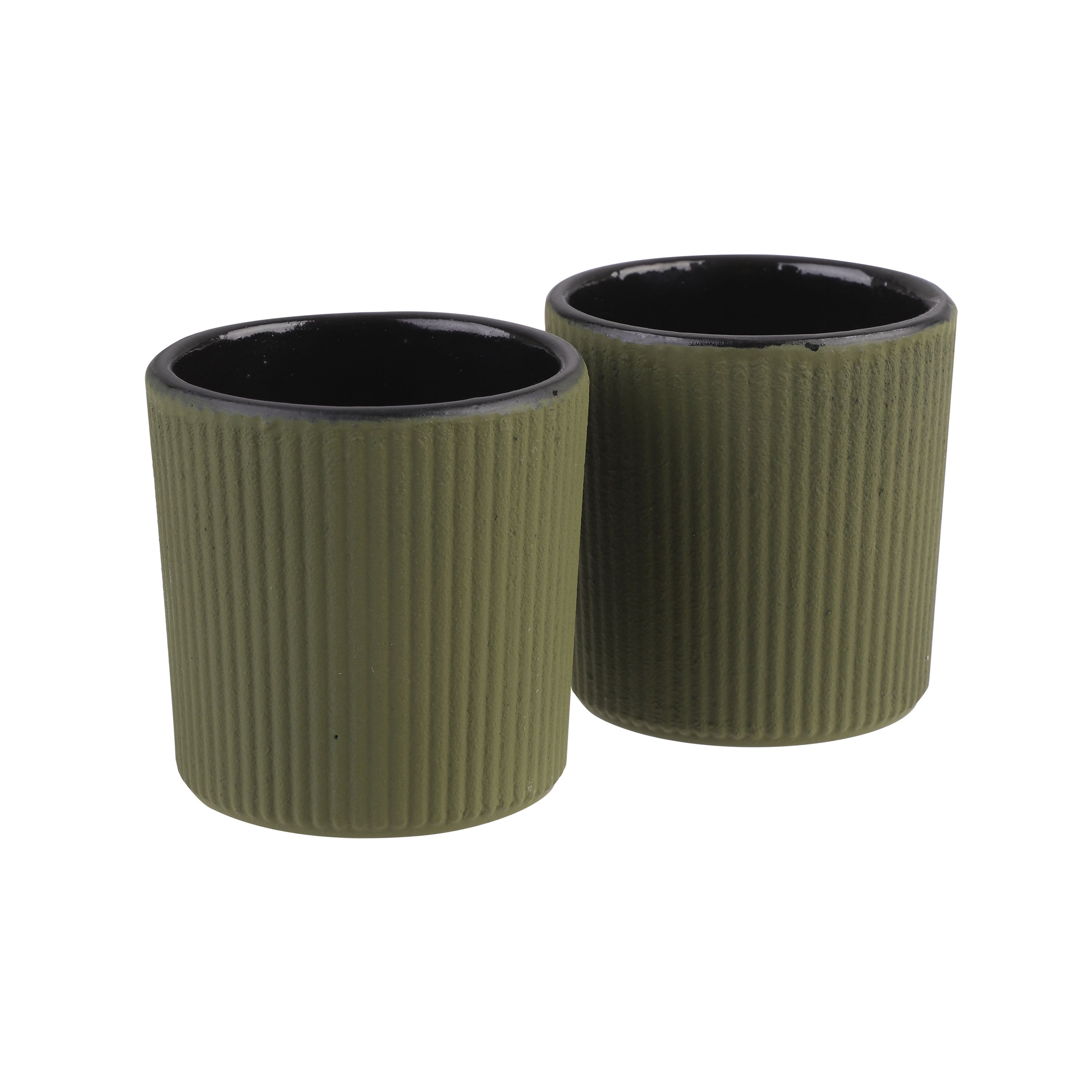 Teaology Serenity Cast Iron Tea Cup Set – 120 ml (Set of 2, Olive)