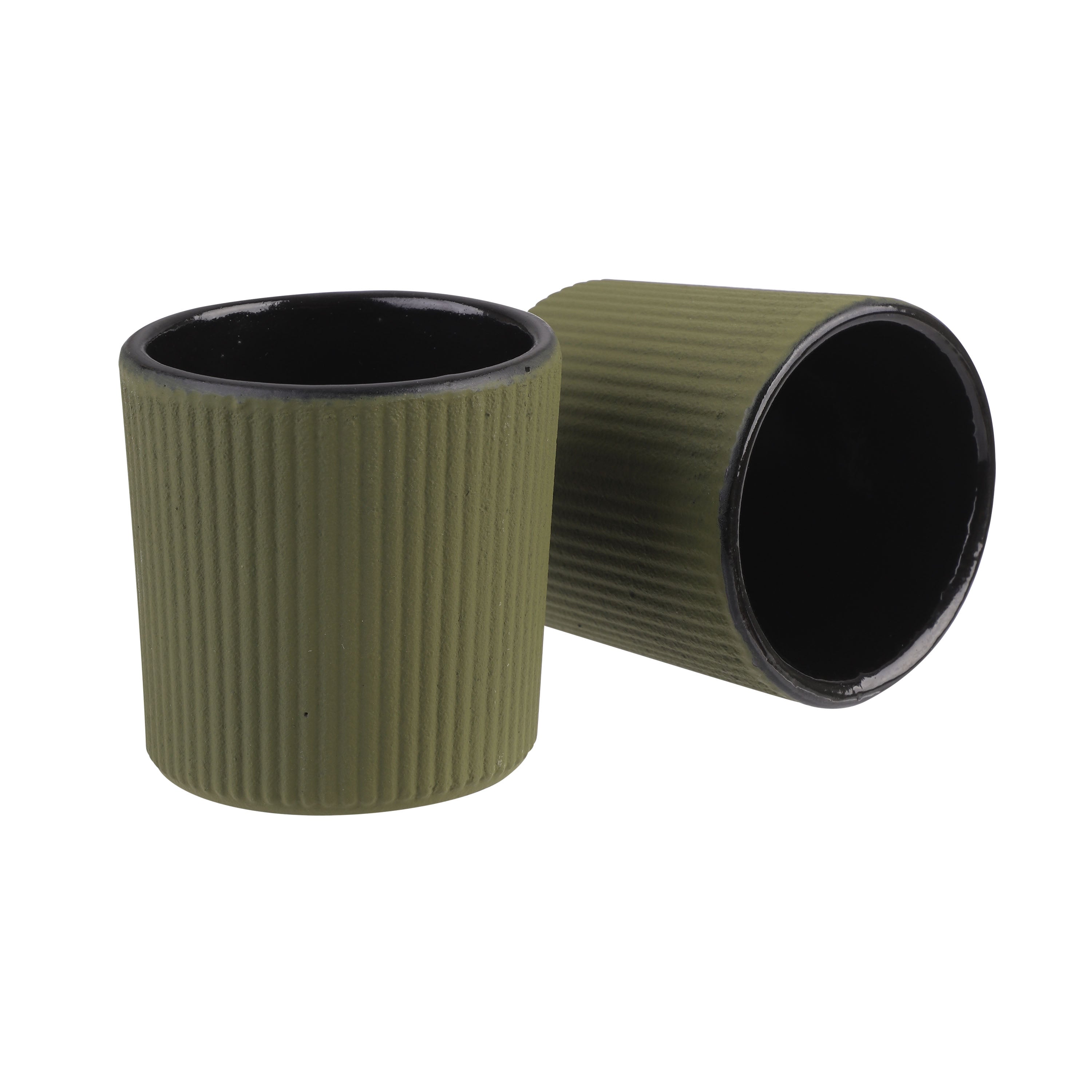 Teaology Serenity Cast Iron Tea Cup Set – 120 ml (Set of 2, Olive)