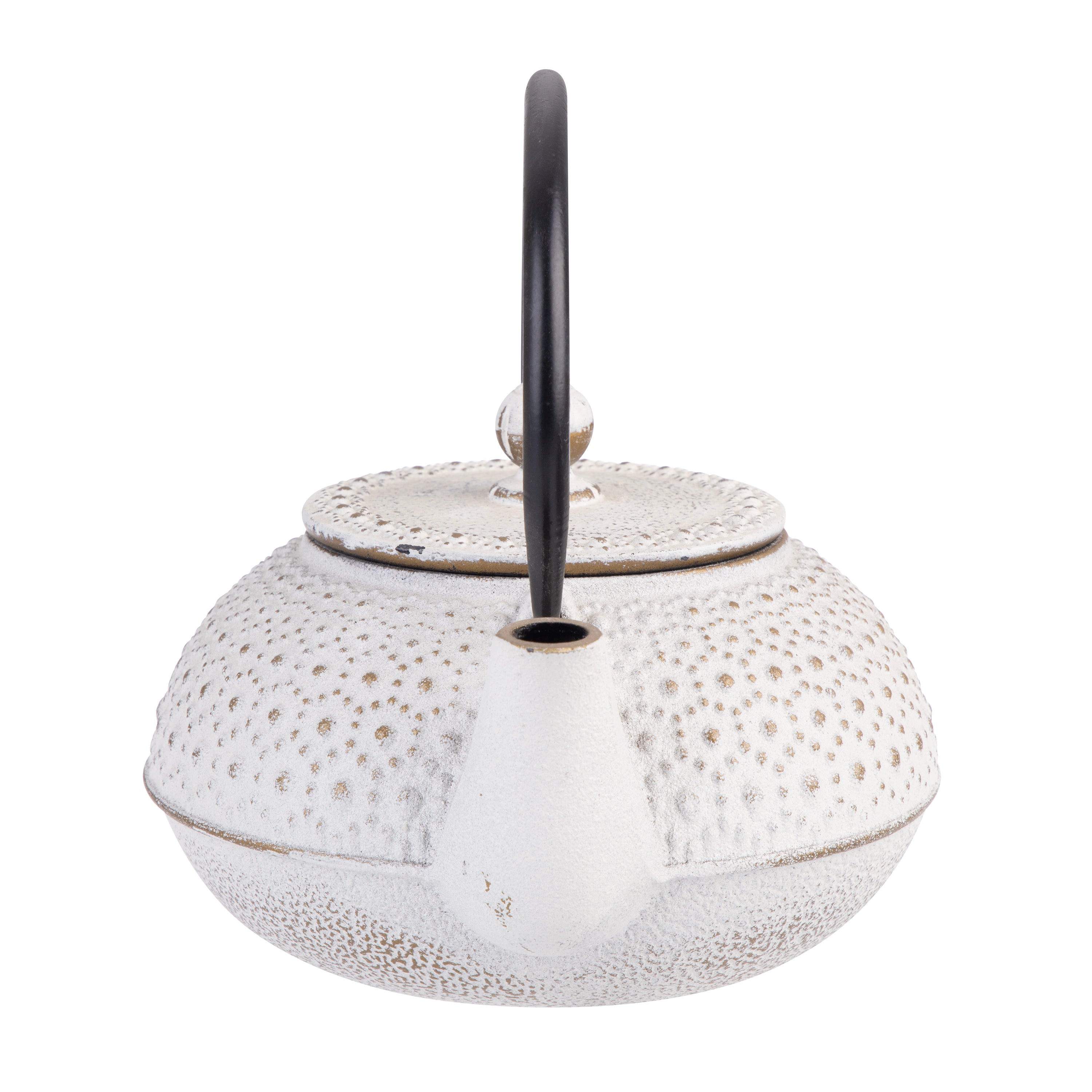 Teaology Cast Iron Teapot 600ml - Beaded - White/Gold