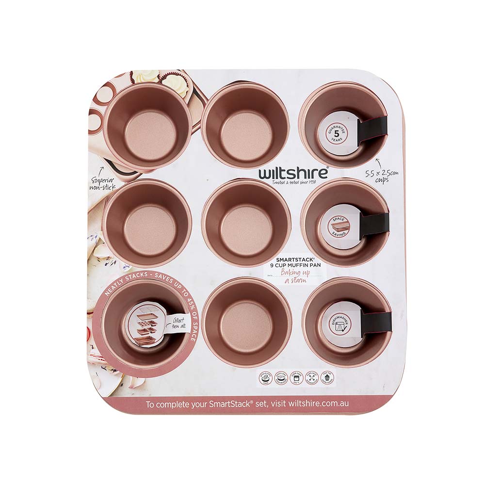 Wiltshire Rose Gold Smart Stack 9 Cup Muffin Pan