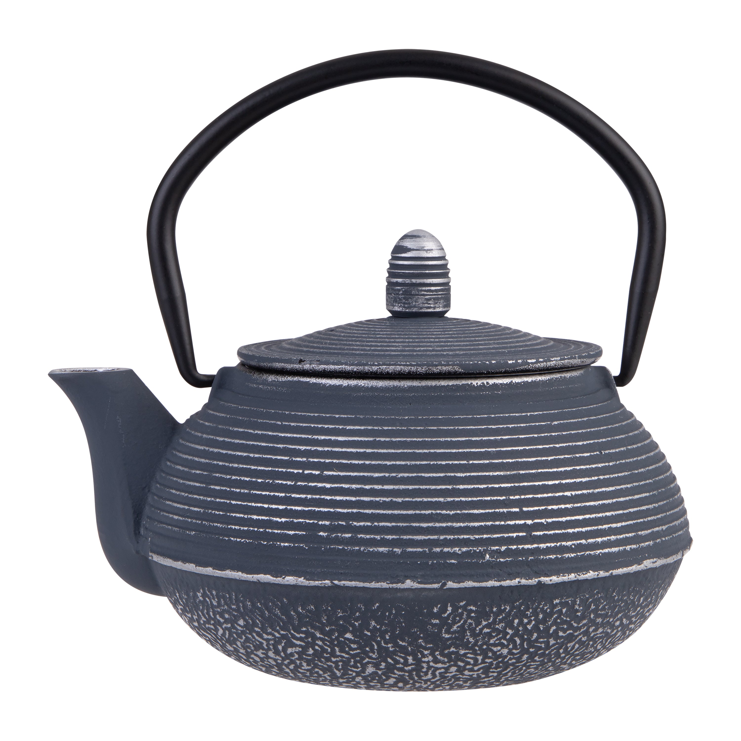 Teaology Cast Iron Teapot 600ml - Linear - Dark Blue/Silver