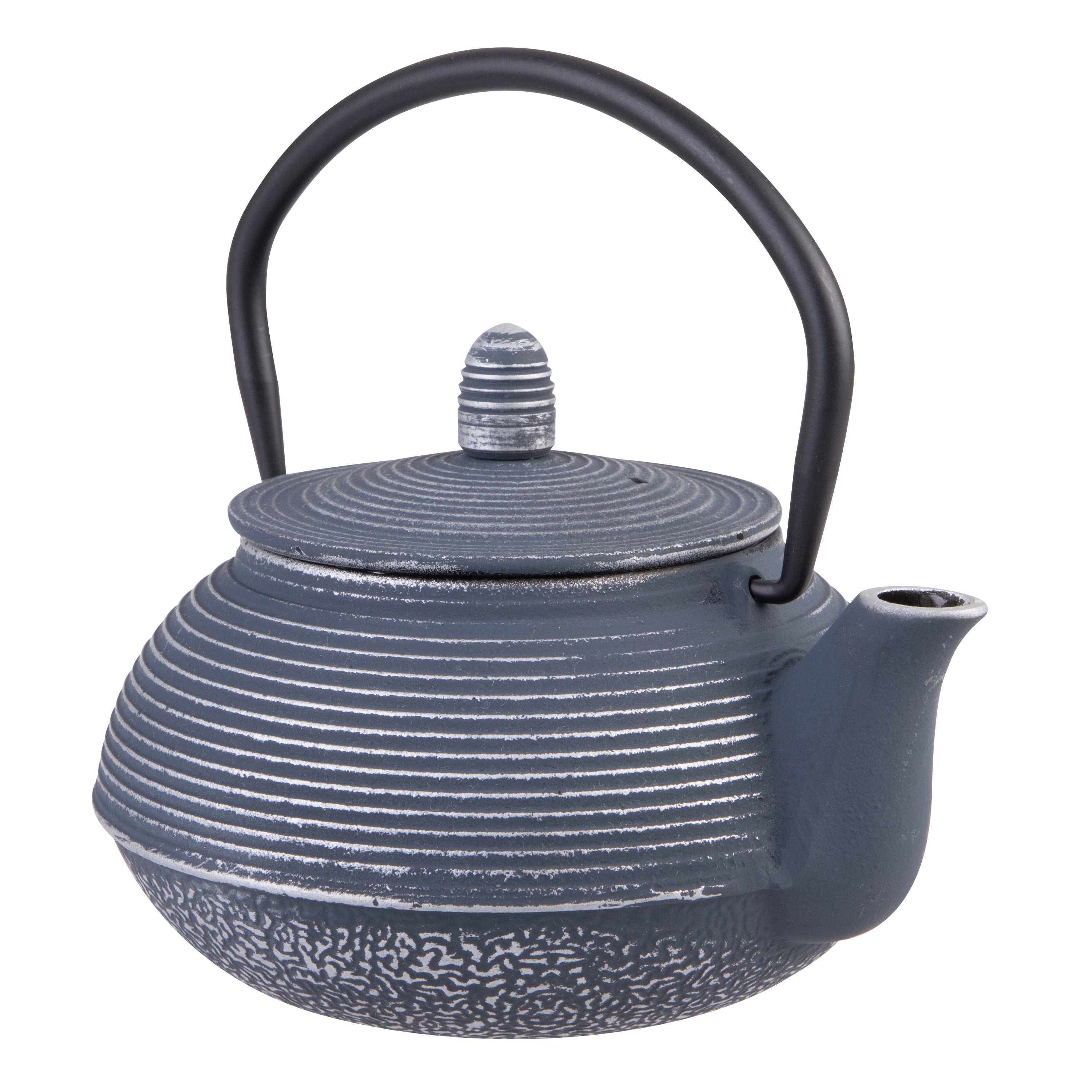 Teaology Cast Iron Teapot 600ml - Linear - Dark Blue/Silver