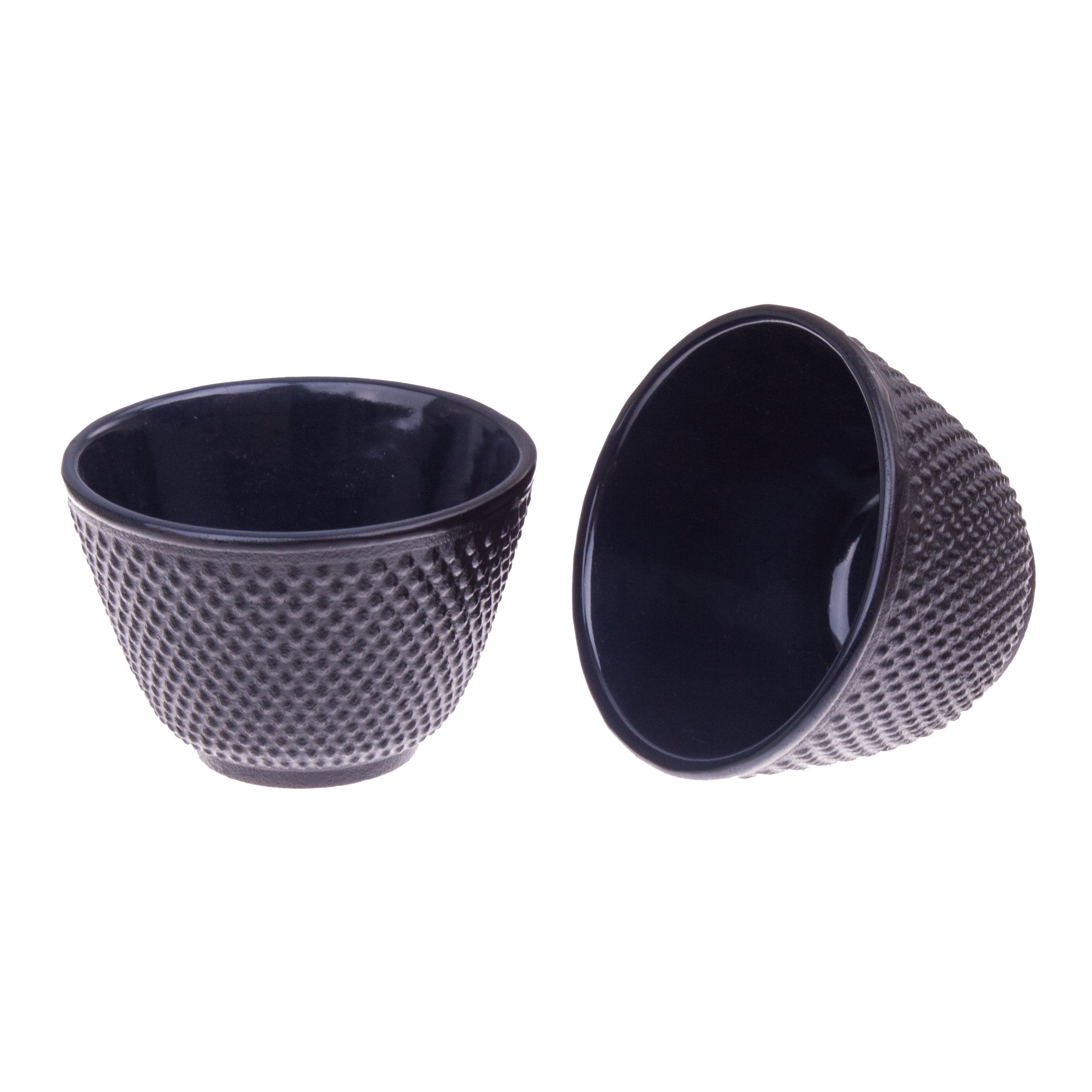 Teaology Cast Iron Tea Cup Set of 2 – 120 ml Fine Hobnail (Black)