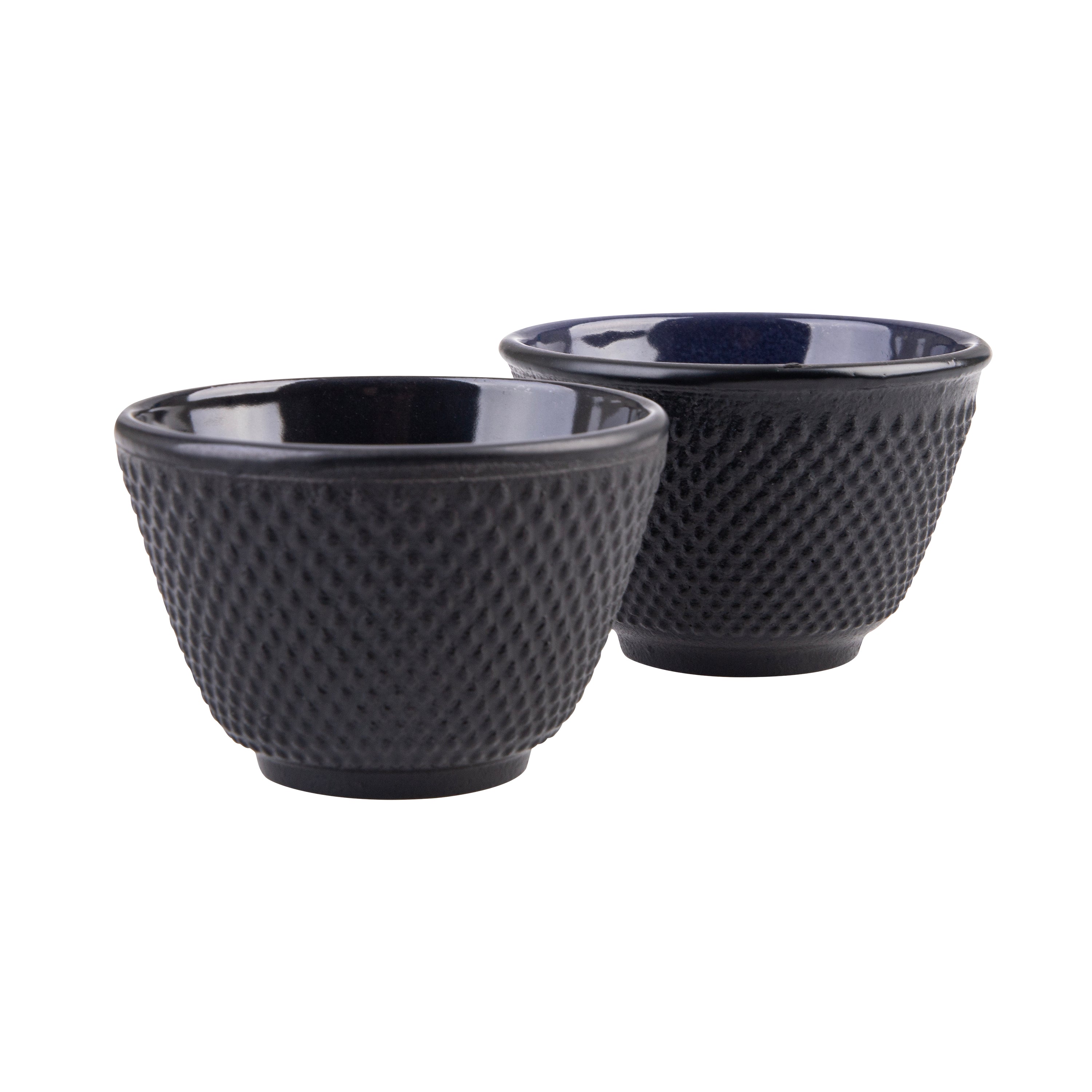 Teaology Cast Iron Tea Cup Set of 2 – 120 ml Fine Hobnail (Black)